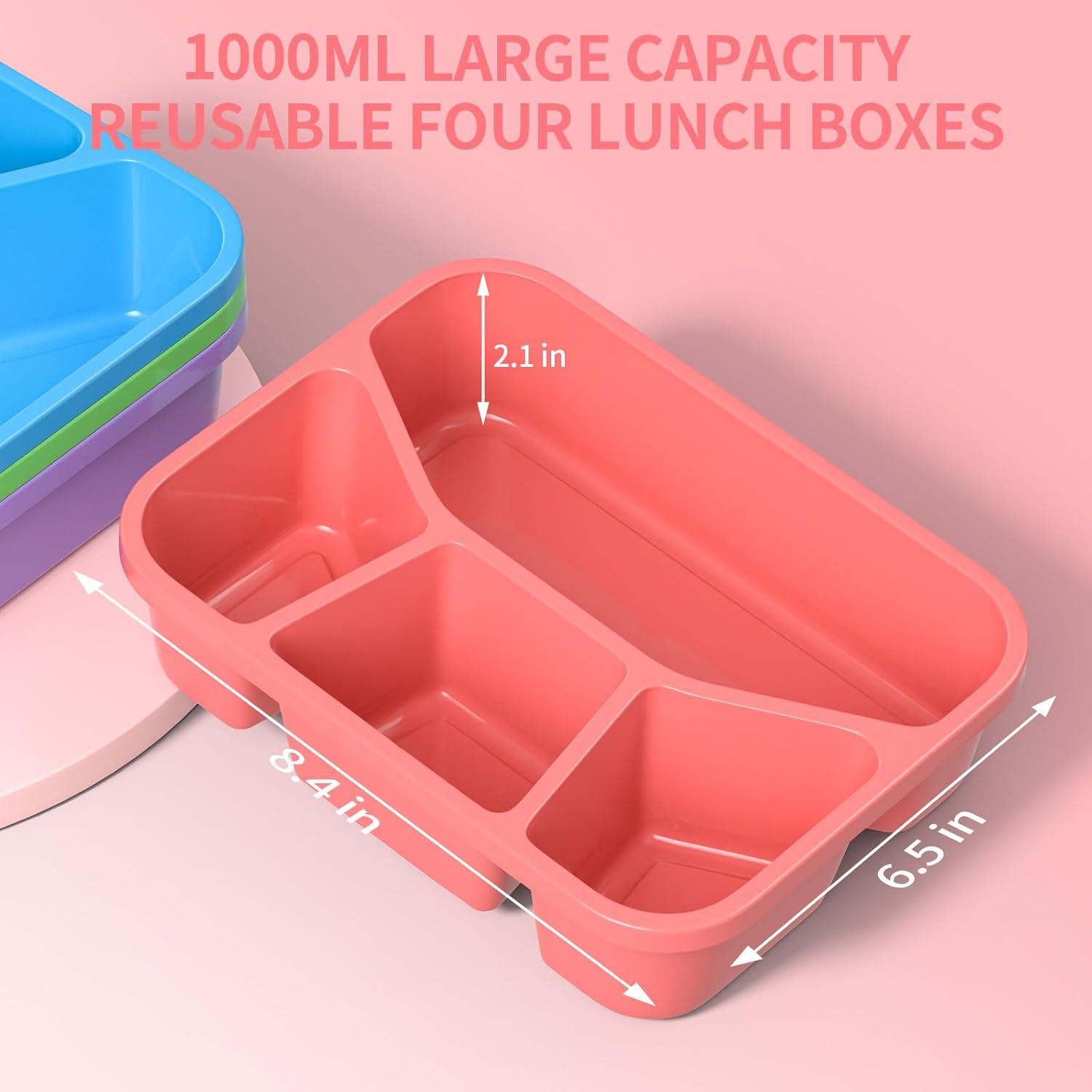 Caja Bento Almuerzo XGXN 4 Compartimentos 1000ml Sin BPA