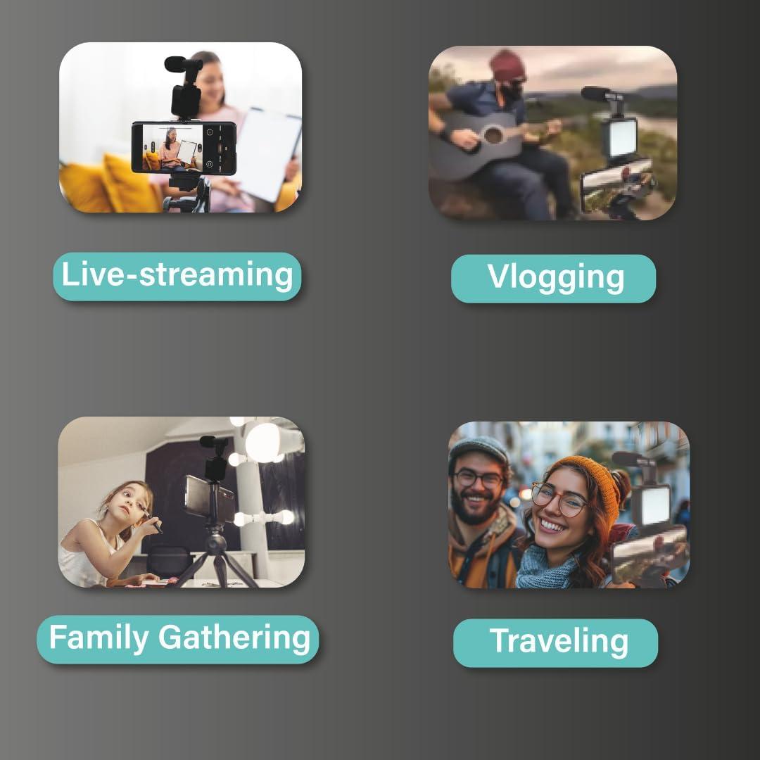 Kit de Vlogging T CACHE para iPhone y Android con Luz LED y Micrófono