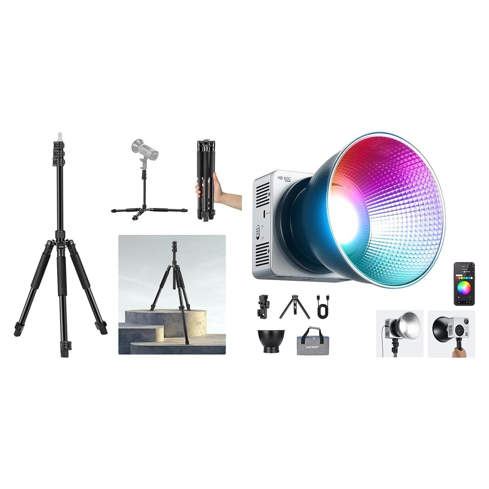 Luz de Video NEEWER HB80C RGBWW LED 80W con Batería 72Wh