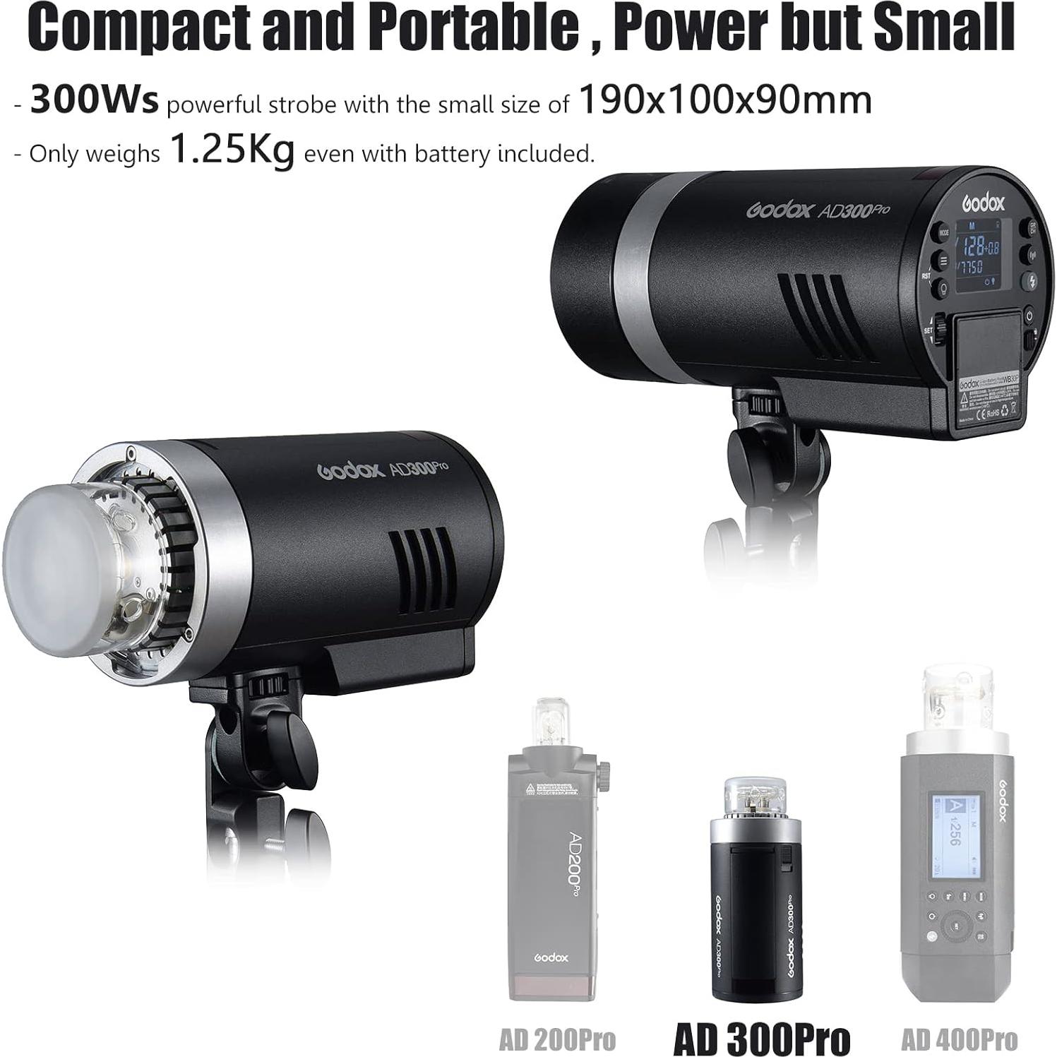 Flash Estroboscópico Godox AD300Pro 300Ws Portátil TTL HSS