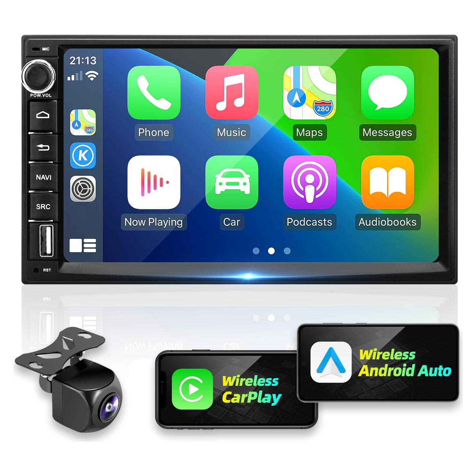 Estéreo de Coche Crownyu Doble Din 7" GPS Bluetooth WiFi