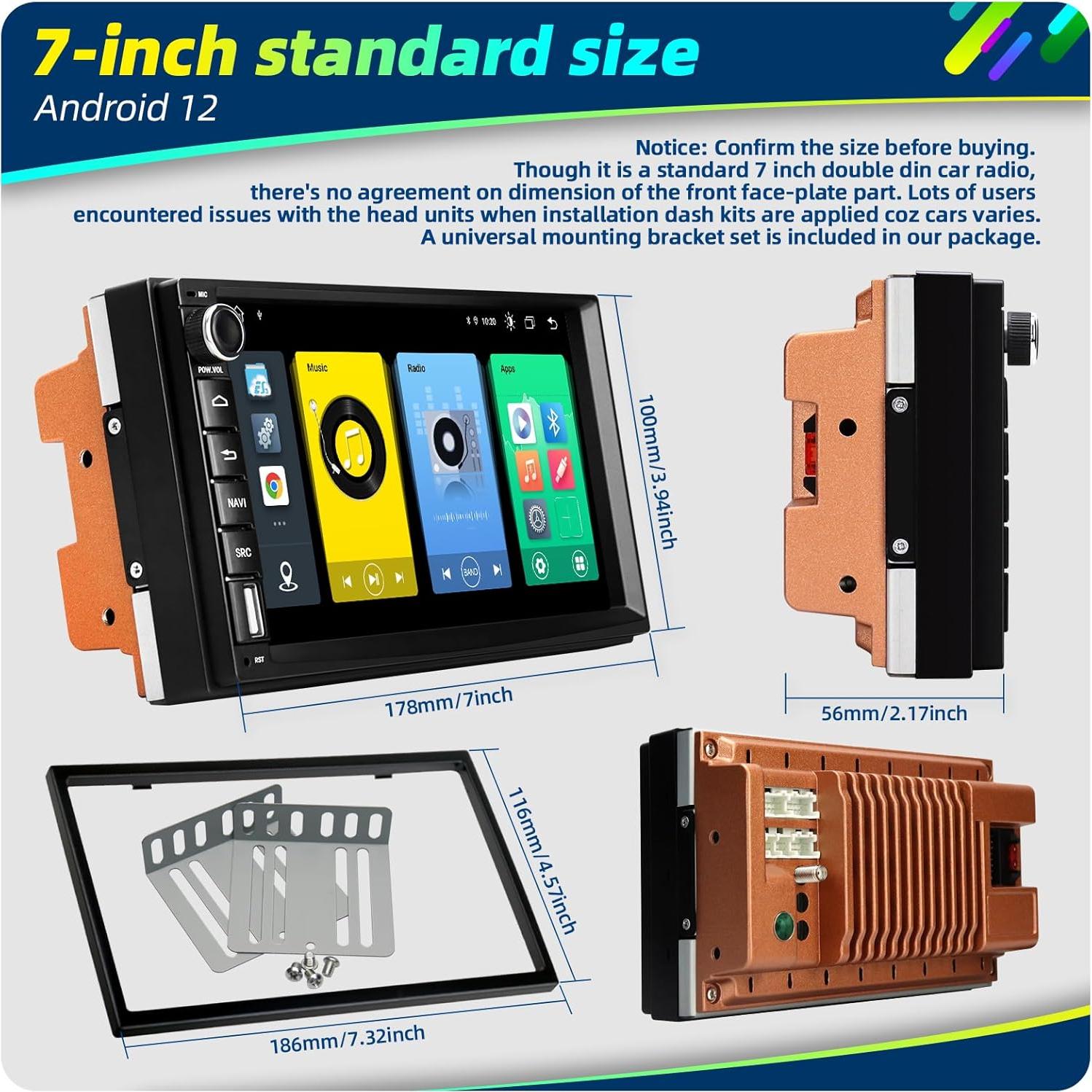 Estéreo de Coche Crownyu Doble Din 7" GPS Bluetooth WiFi