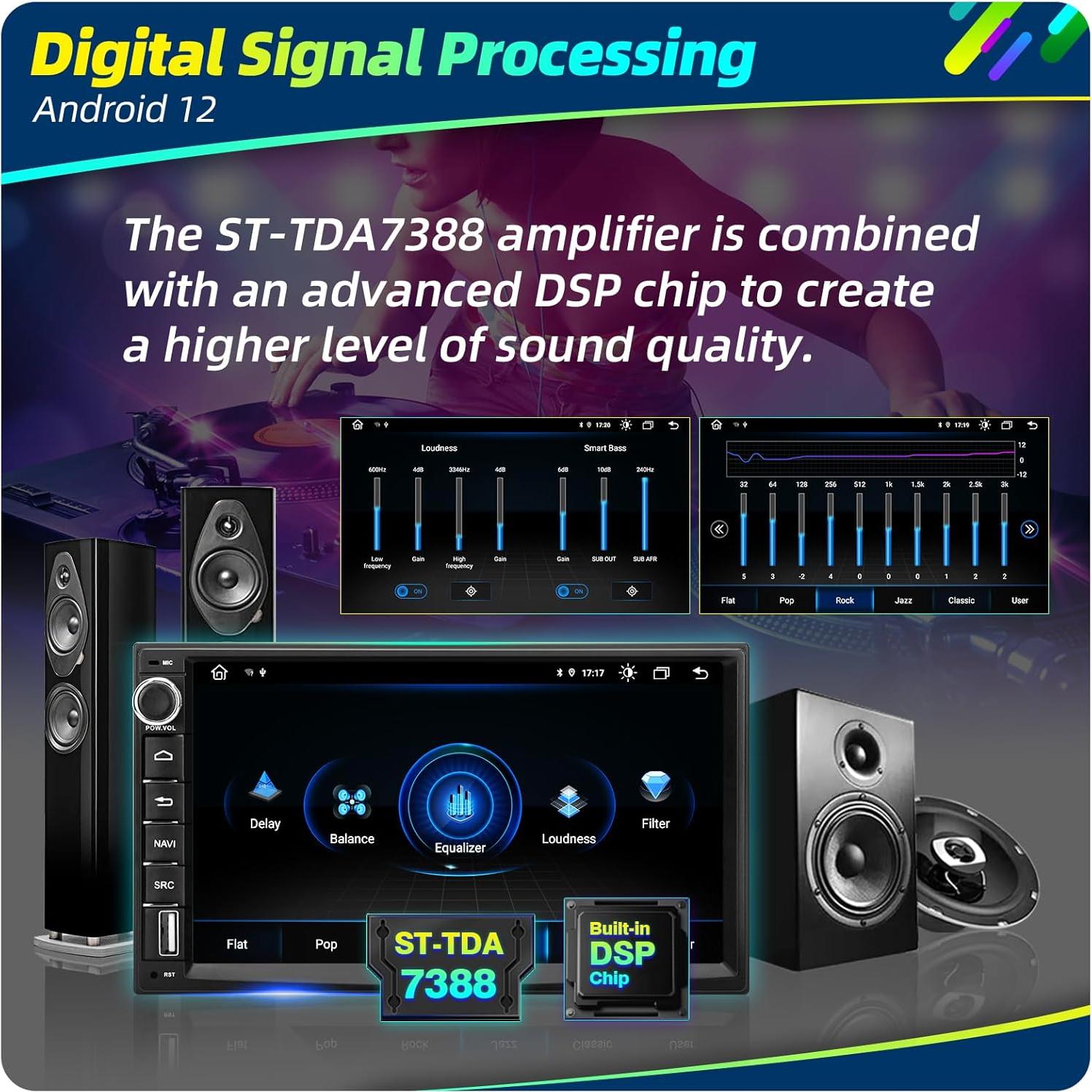 Estéreo de Coche Crownyu Doble Din 7" GPS Bluetooth WiFi