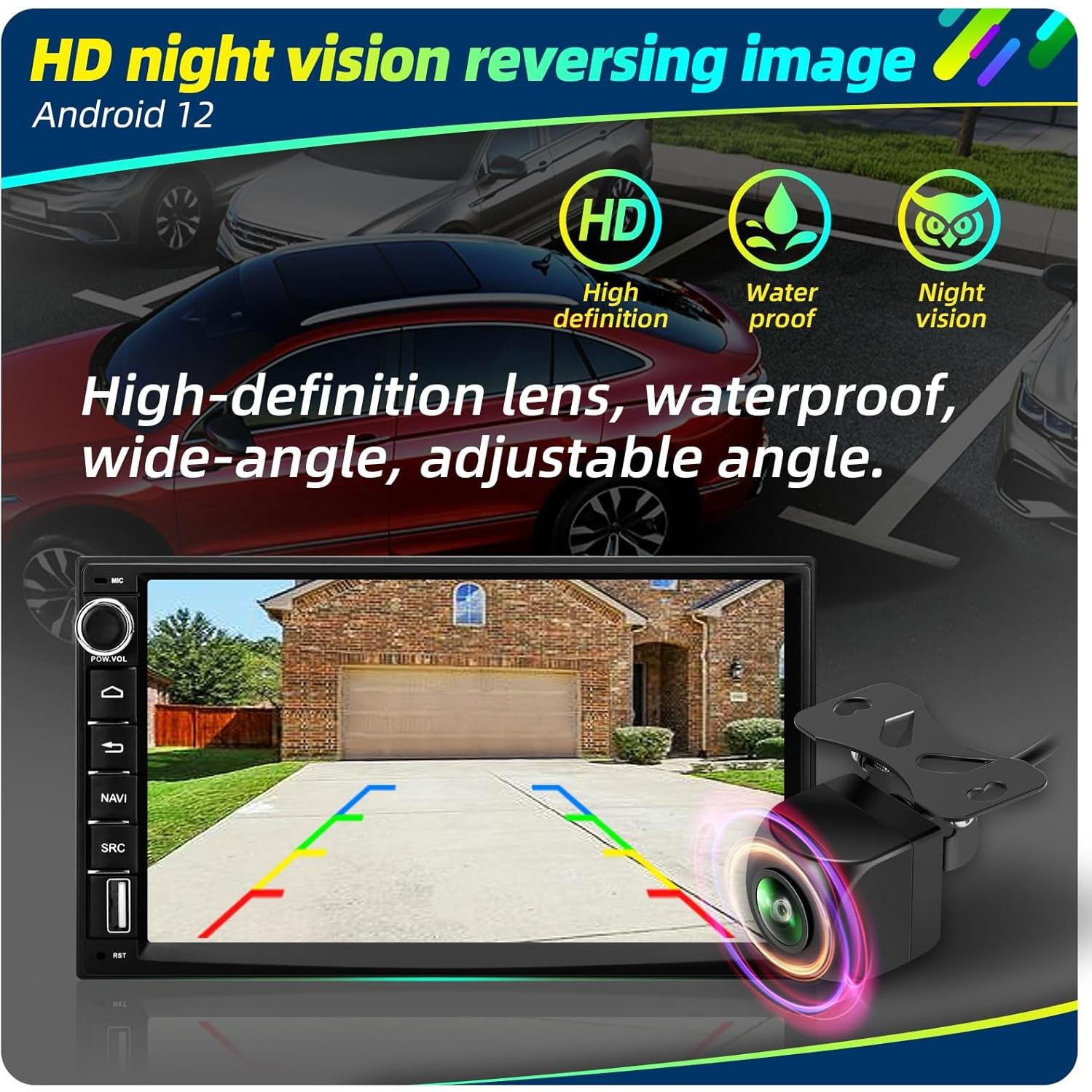 Estéreo de Coche Crownyu Doble Din 7" GPS Bluetooth WiFi