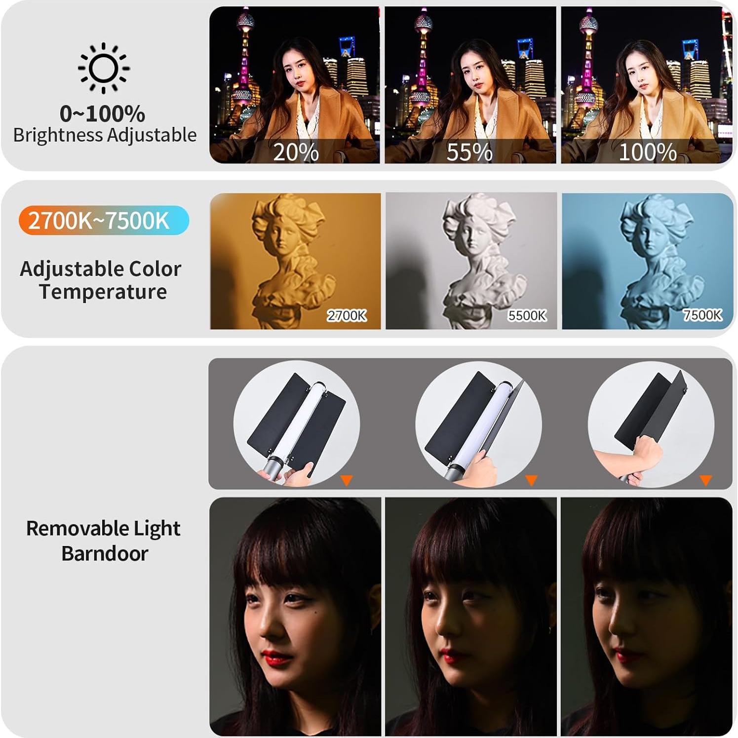 Varita de Luz Portátil Bi-Color Jinbei EFT-220 3000mAh 2700K-7500K