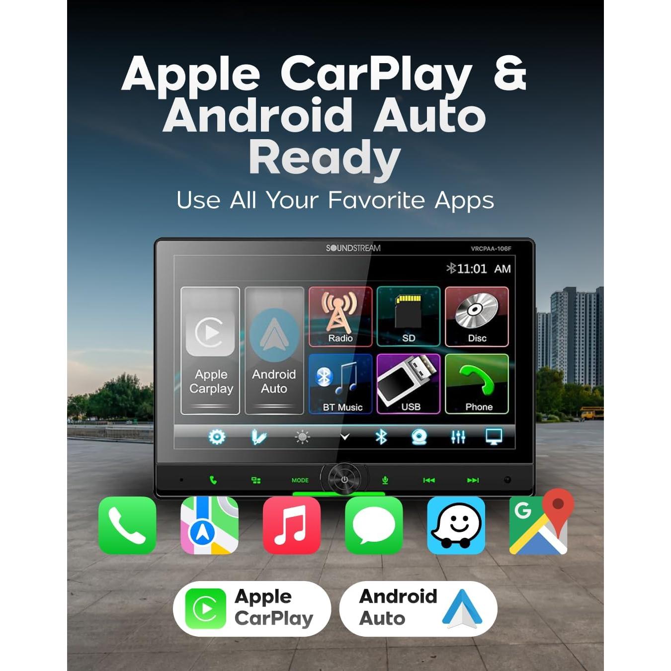 Estéreo de Coche Doble DIN Soundstream VRCPAA-106F 10.6" Bluetooth