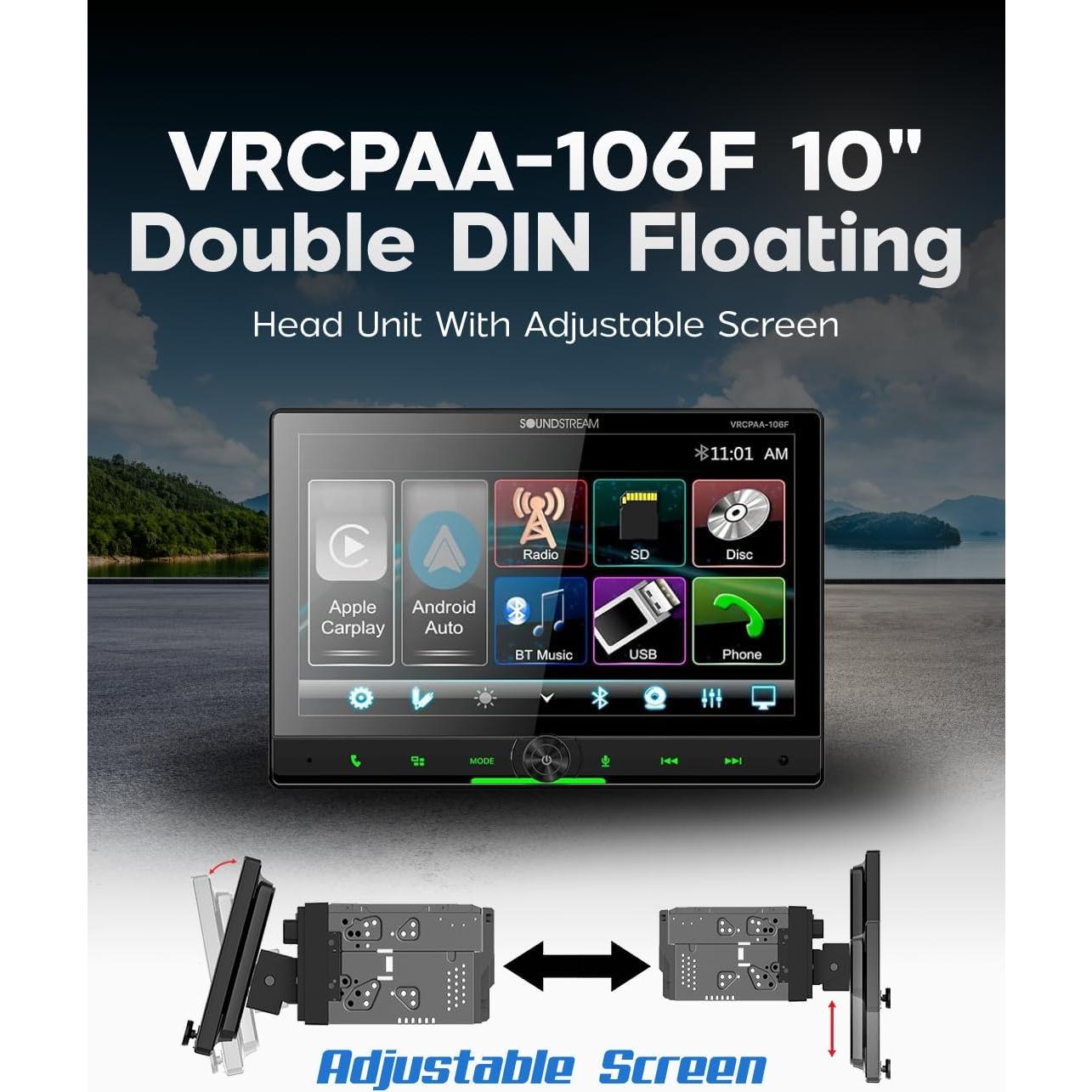 Estéreo de Coche Doble DIN Soundstream VRCPAA-106F 10.6" Bluetooth