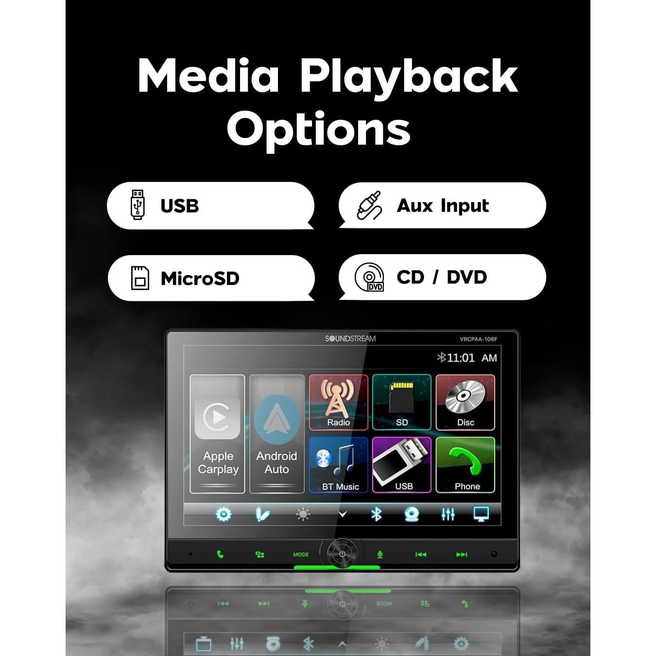 Estéreo de Coche Doble DIN Soundstream VRCPAA-106F 10.6" Bluetooth