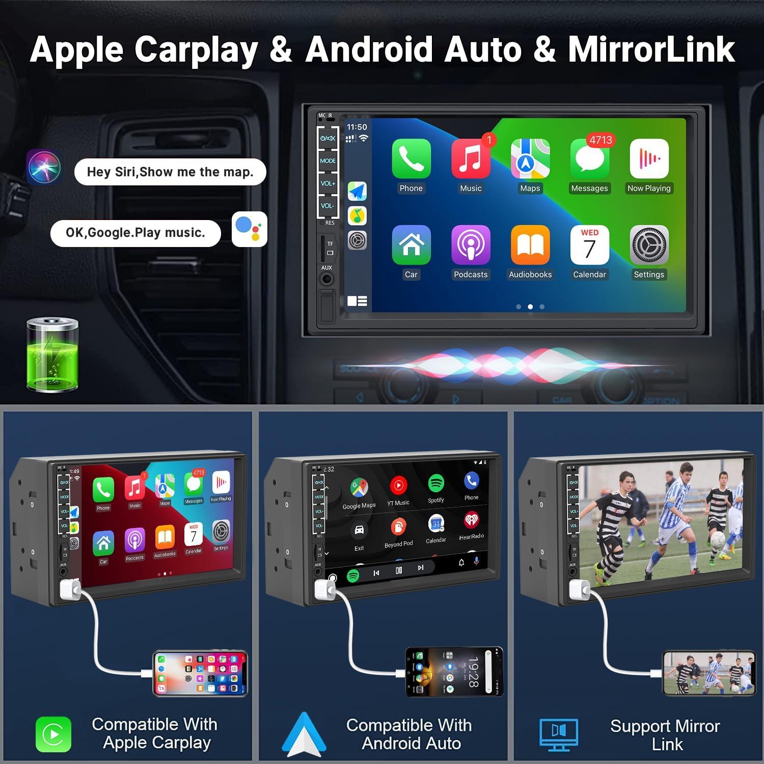 Estéreo de Coche Double Din Leadfan N7DVR 7" con CarPlay y Android Auto