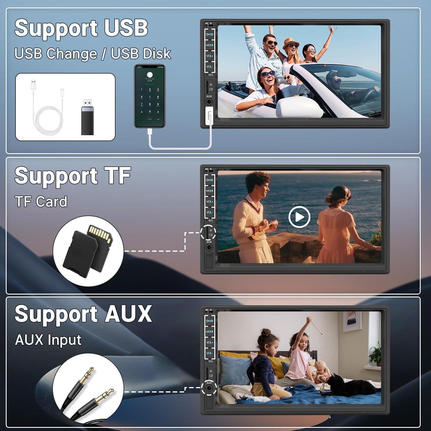 Estéreo de Coche Double Din Leadfan N7DVR 7" con CarPlay y Android Auto