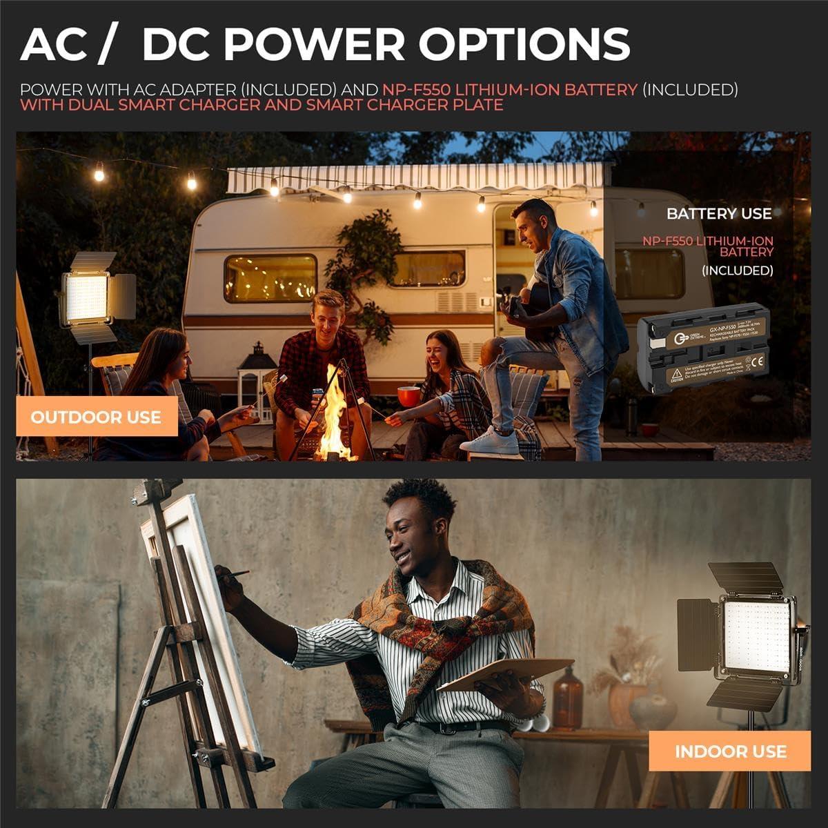 800D 40W Bi-Color RGB Studio Soft LED Panel Light Kit with Battery & Charger, Includes Saddle Sandbag