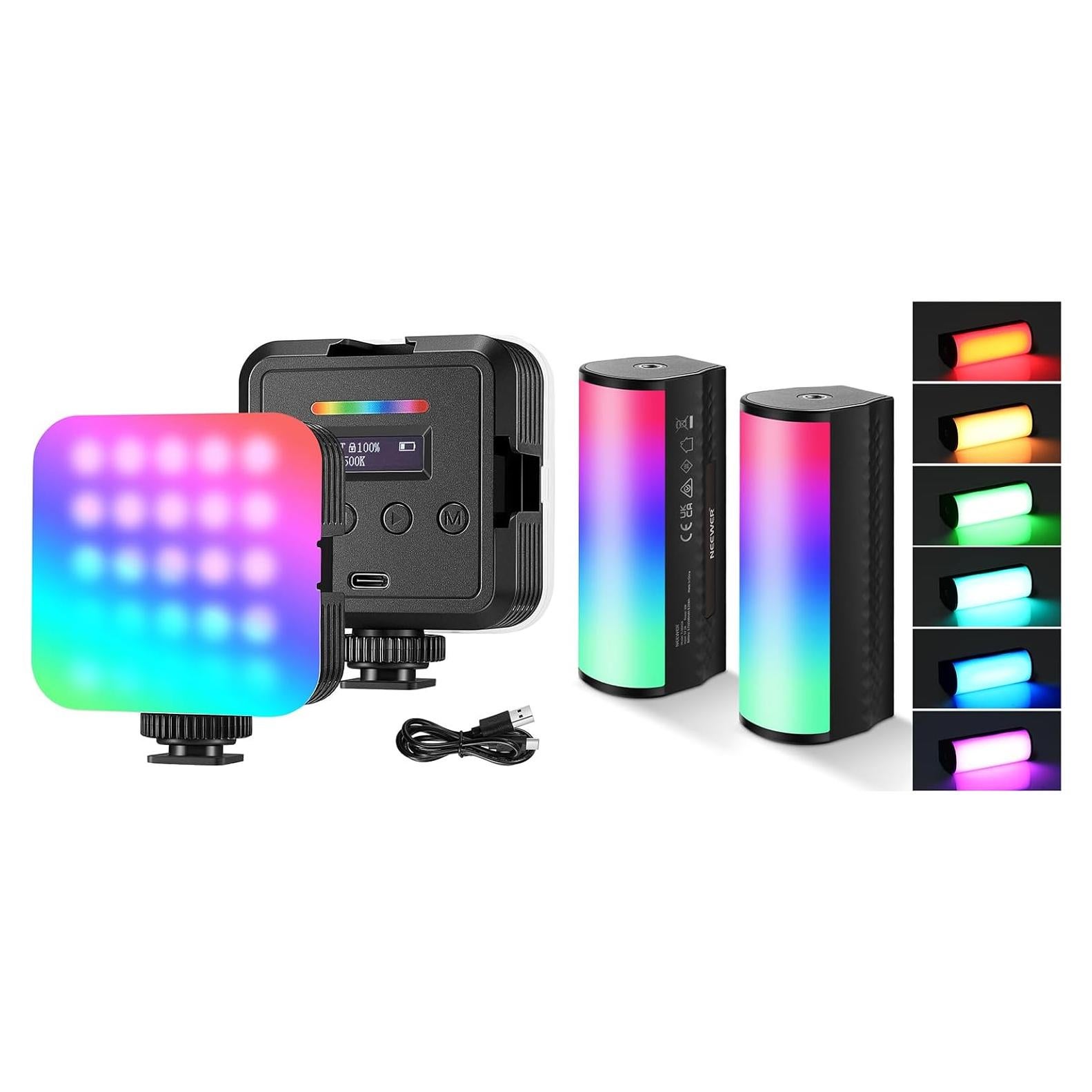 Luz de Video LED RGB Neewer TL96RGB Magnética - Paquete de 2