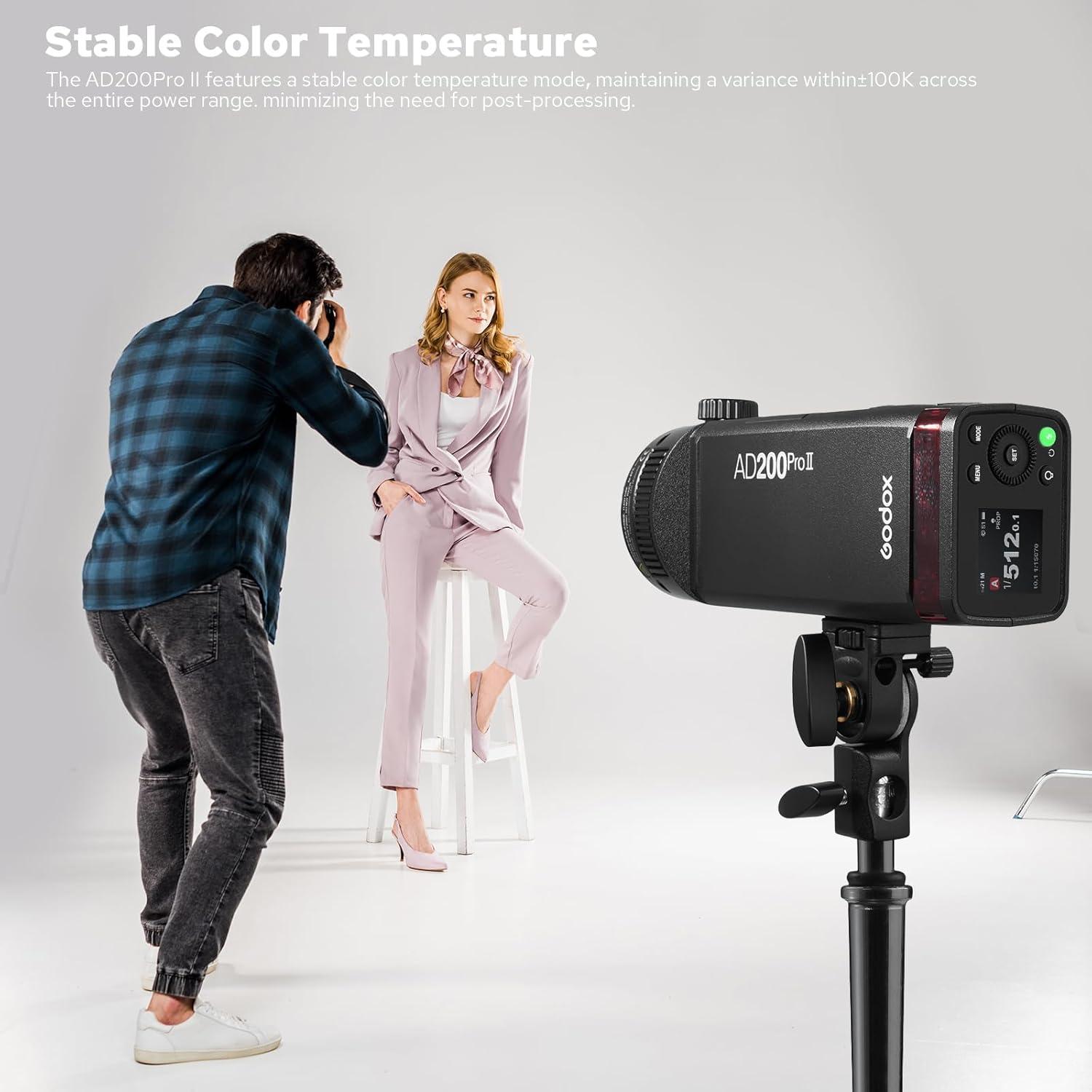 Flash Estroboscópico Godox AD200Pro II 200Ws TTL 2.4G