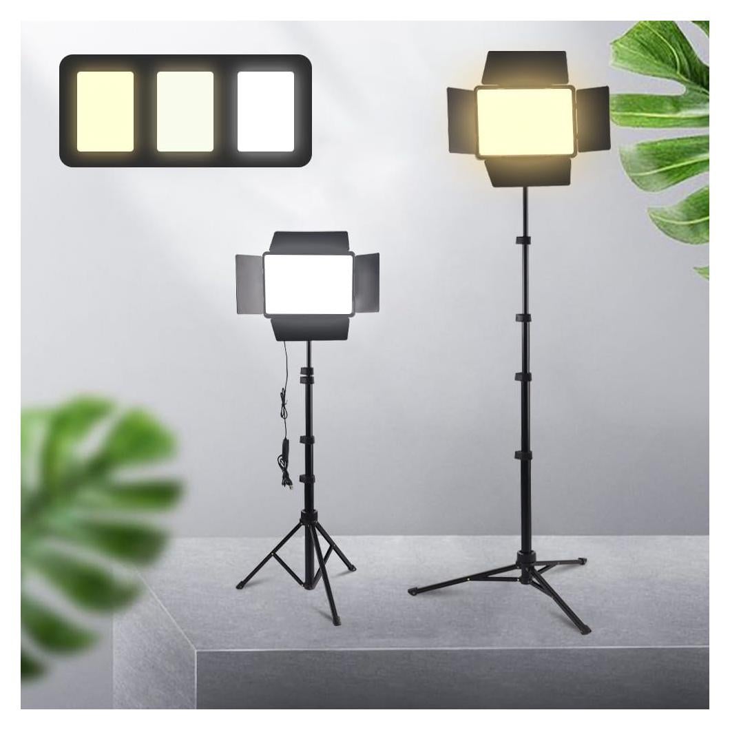 1PC LED Video Light kit, 10-inch Photography Light Board, with 160 cm Tripod Stand, Compact Adjustable Studio Light, Three-Color Temperature Adjustment, for Video Recording/Shooting/Live Streaming