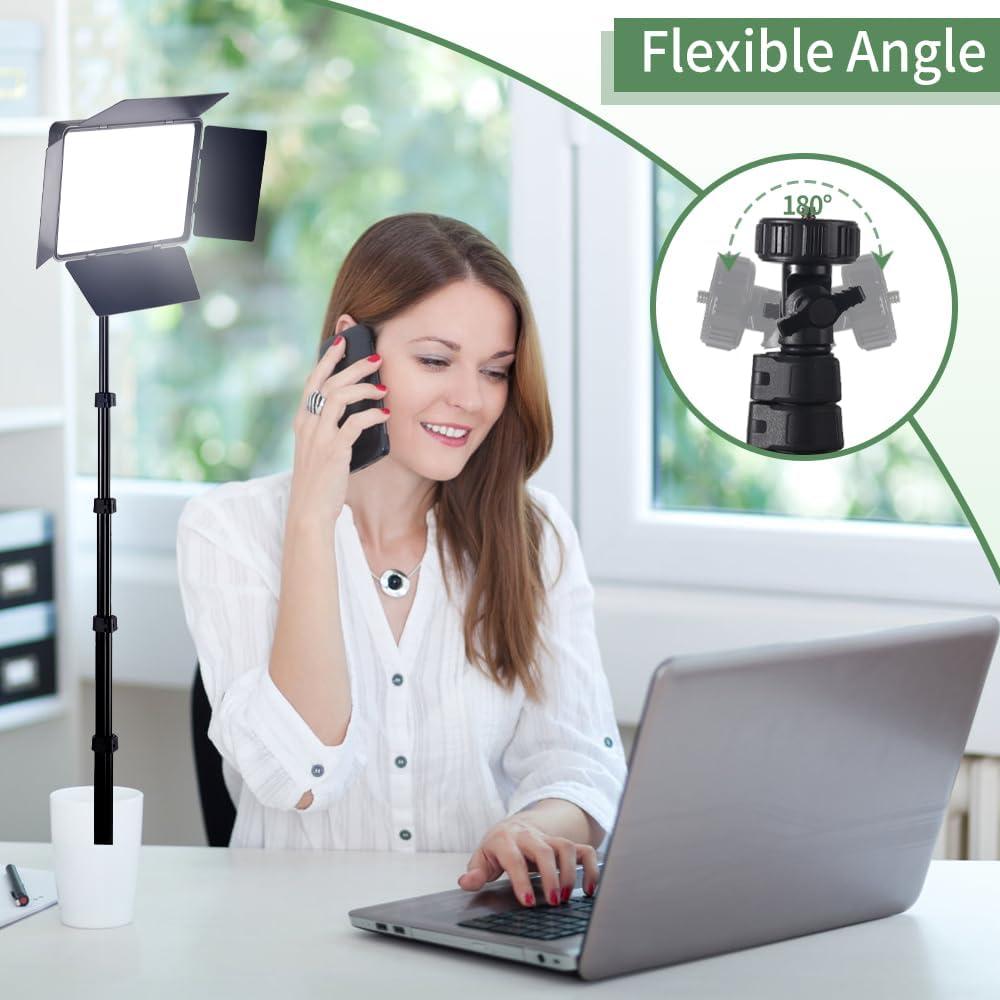 1PC LED Video Light kit, 10-inch Photography Light Board, with 160 cm Tripod Stand, Compact Adjustable Studio Light, Three-Color Temperature Adjustment, for Video Recording/Shooting/Live Streaming