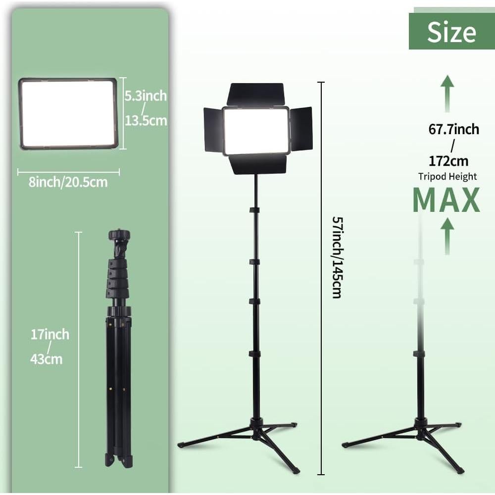 1PC LED Video Light kit, 10-inch Photography Light Board, with 160 cm Tripod Stand, Compact Adjustable Studio Light, Three-Color Temperature Adjustment, for Video Recording/Shooting/Live Streaming