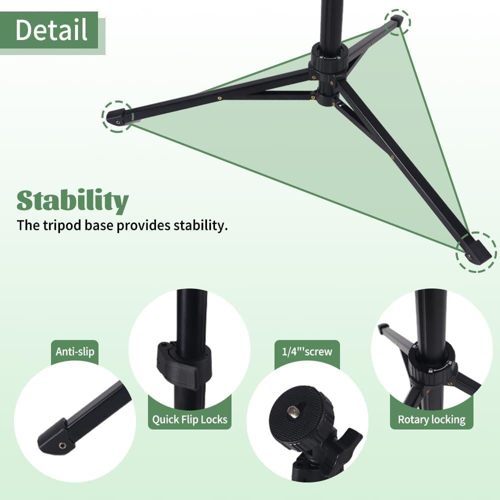 1PC LED Video Light kit, 10-inch Photography Light Board, with 160 cm Tripod Stand, Compact Adjustable Studio Light, Three-Color Temperature Adjustment, for Video Recording/Shooting/Live Streaming