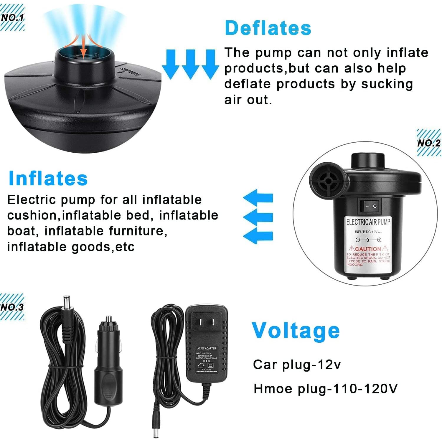 Bomba de Aire Eléctrica FEIYUANDZ Portátil 110V/12V para Inflables