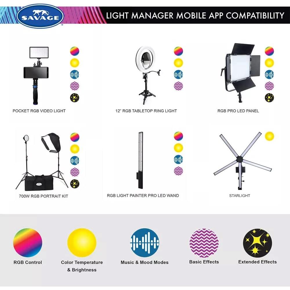 Luz de Video LED RGB Savage RGB-POC 272g 3000K-6500K