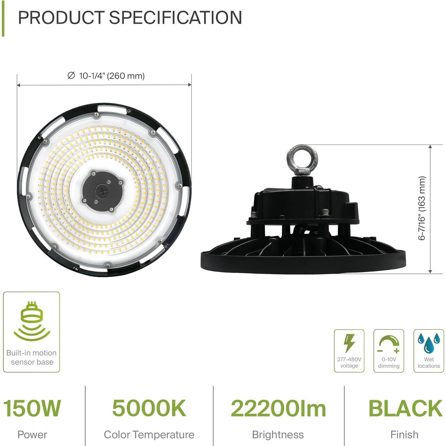 Luz LED Alta Bahía ASD UFO 150W 5000K Regulable IP69K