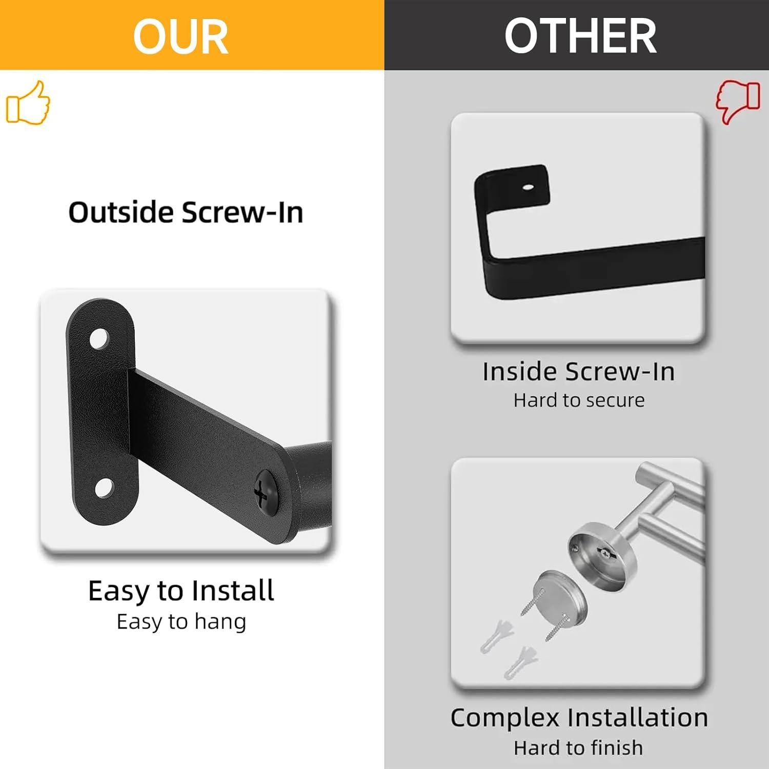 Barra de Toalla MKO Negra 63.5 cm Acero Inoxidable Pared