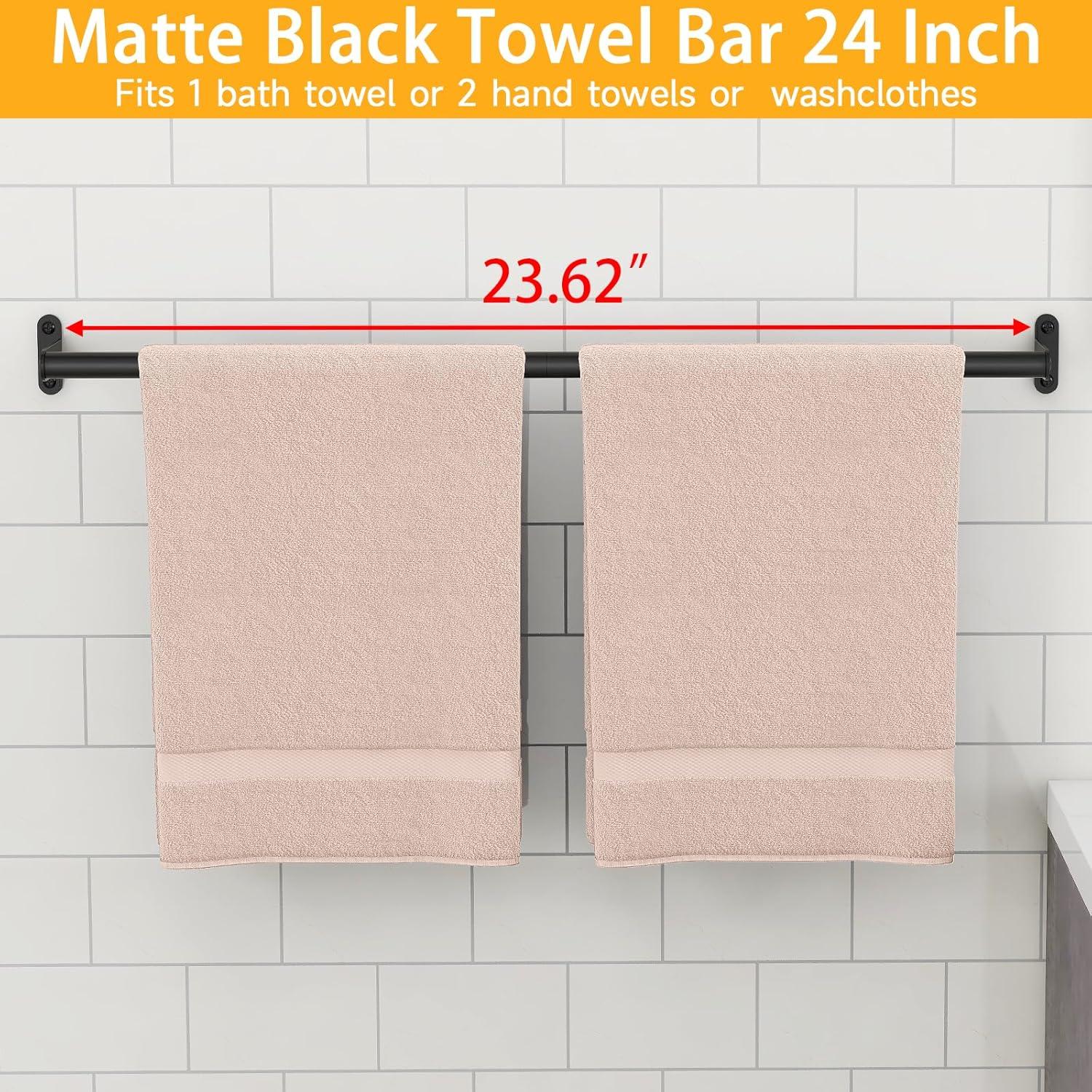 Barra de Toalla MKO Negra 63.5 cm Acero Inoxidable Pared
