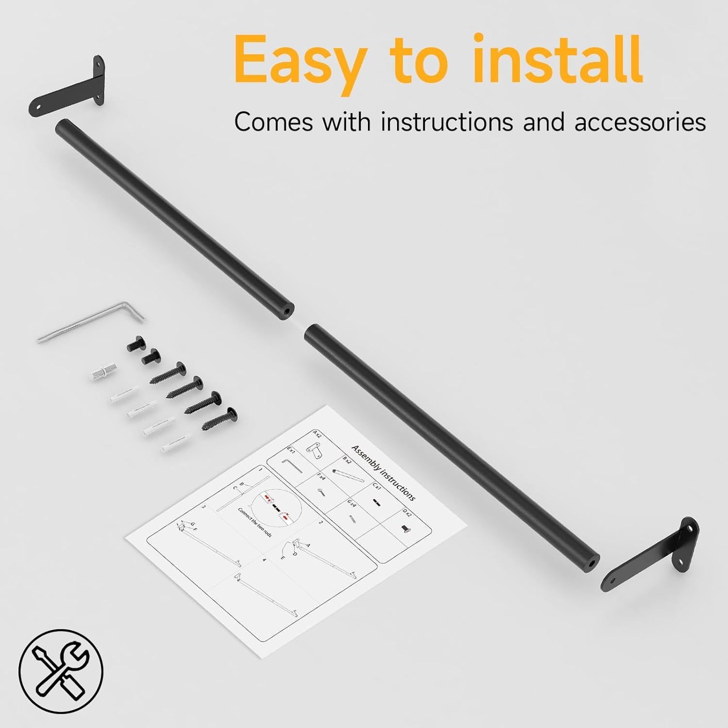 Barra de Toalla MKO Negra 63.5 cm Acero Inoxidable Pared