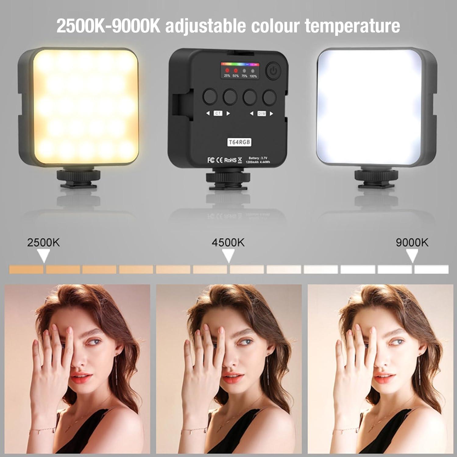 Luz de Video LED RGB Bewinner 1200mAh Portátil para Estudio