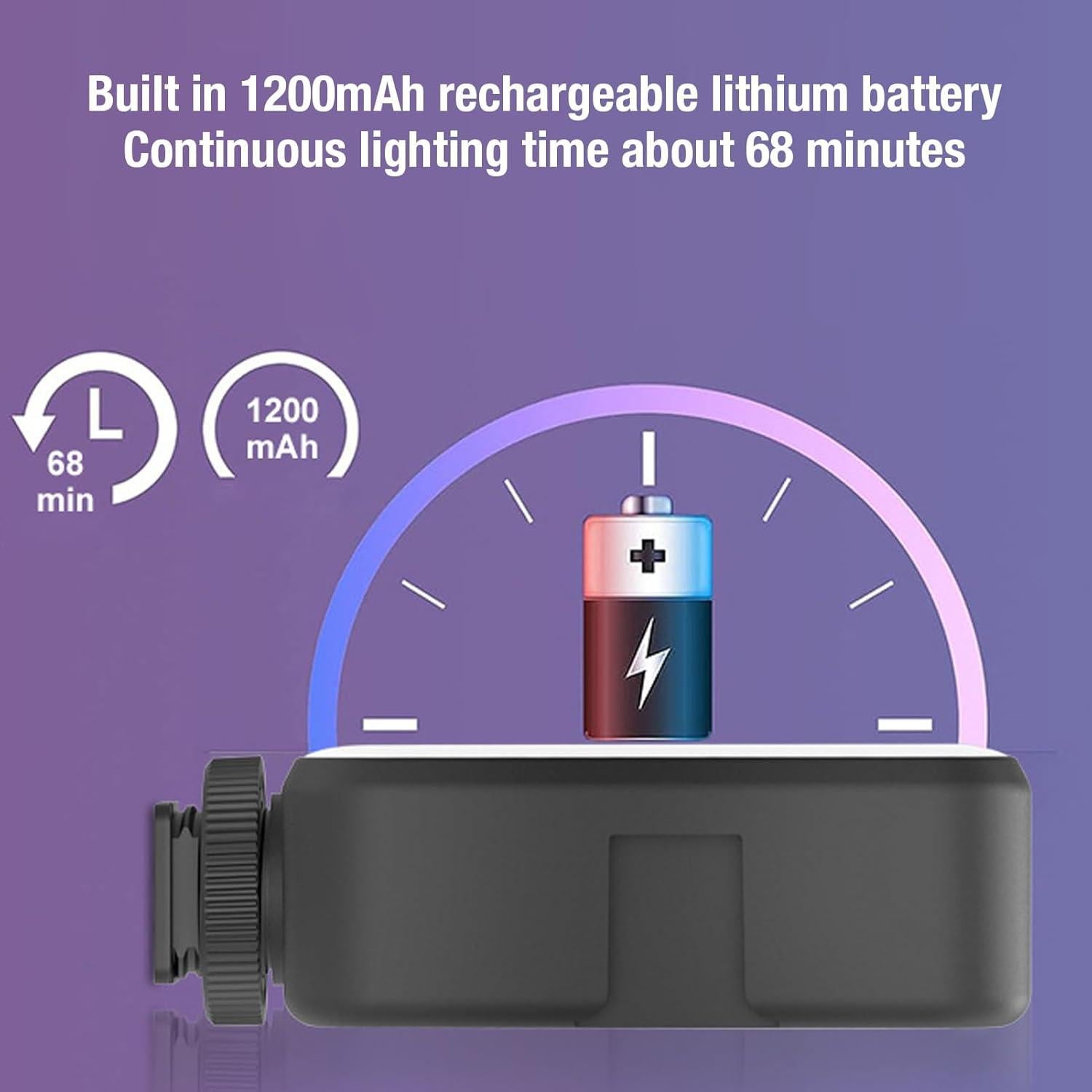 Luz de Video LED RGB Bewinner 1200mAh Portátil para Estudio