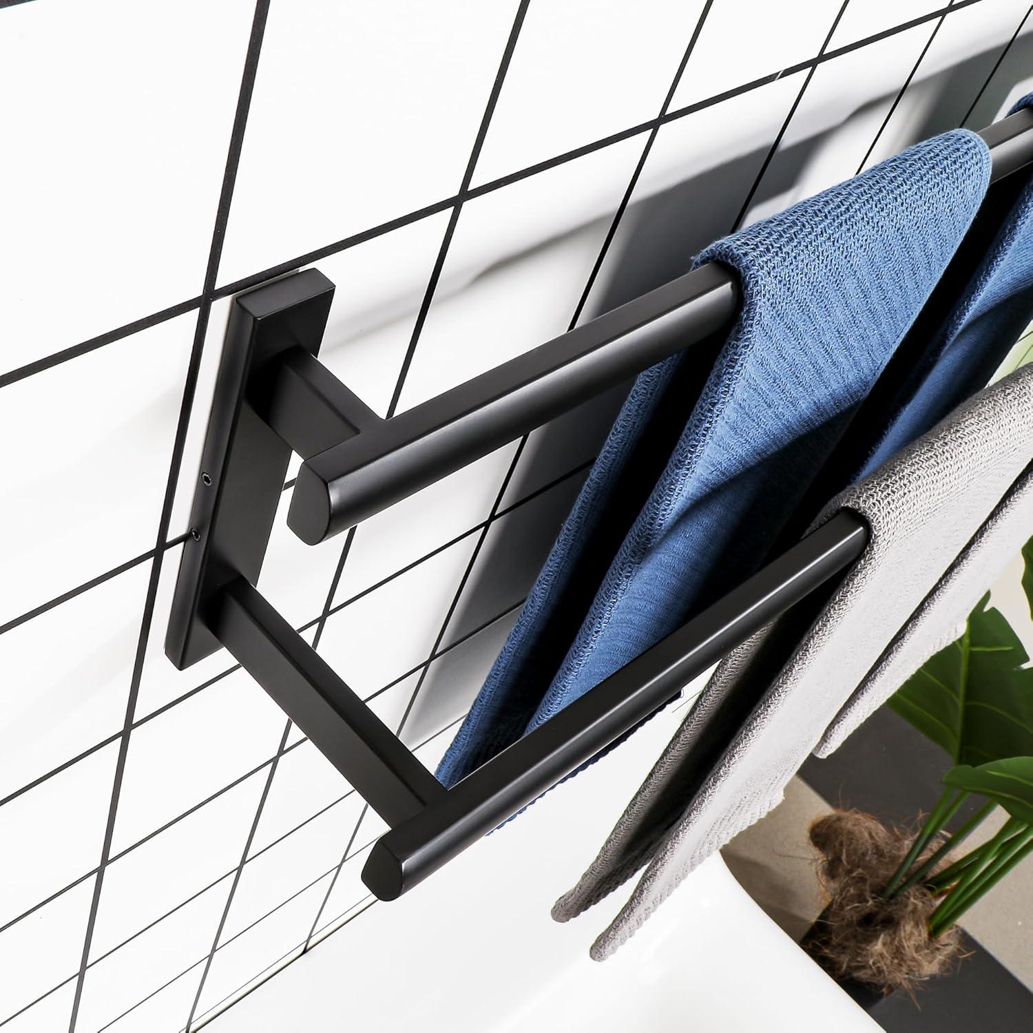 SAYAYO Barra Doble para Toallas 80 cm Acero Inoxidable Negro