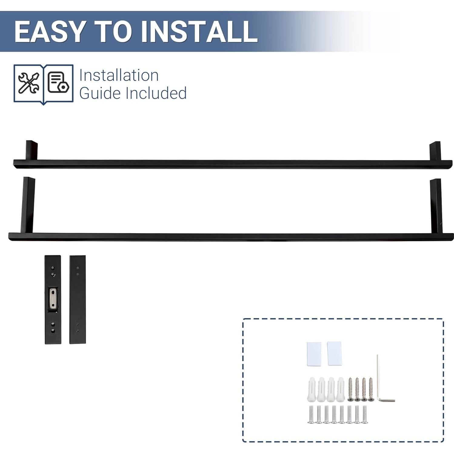 SAYAYO Barra Doble para Toallas 80 cm Acero Inoxidable Negro