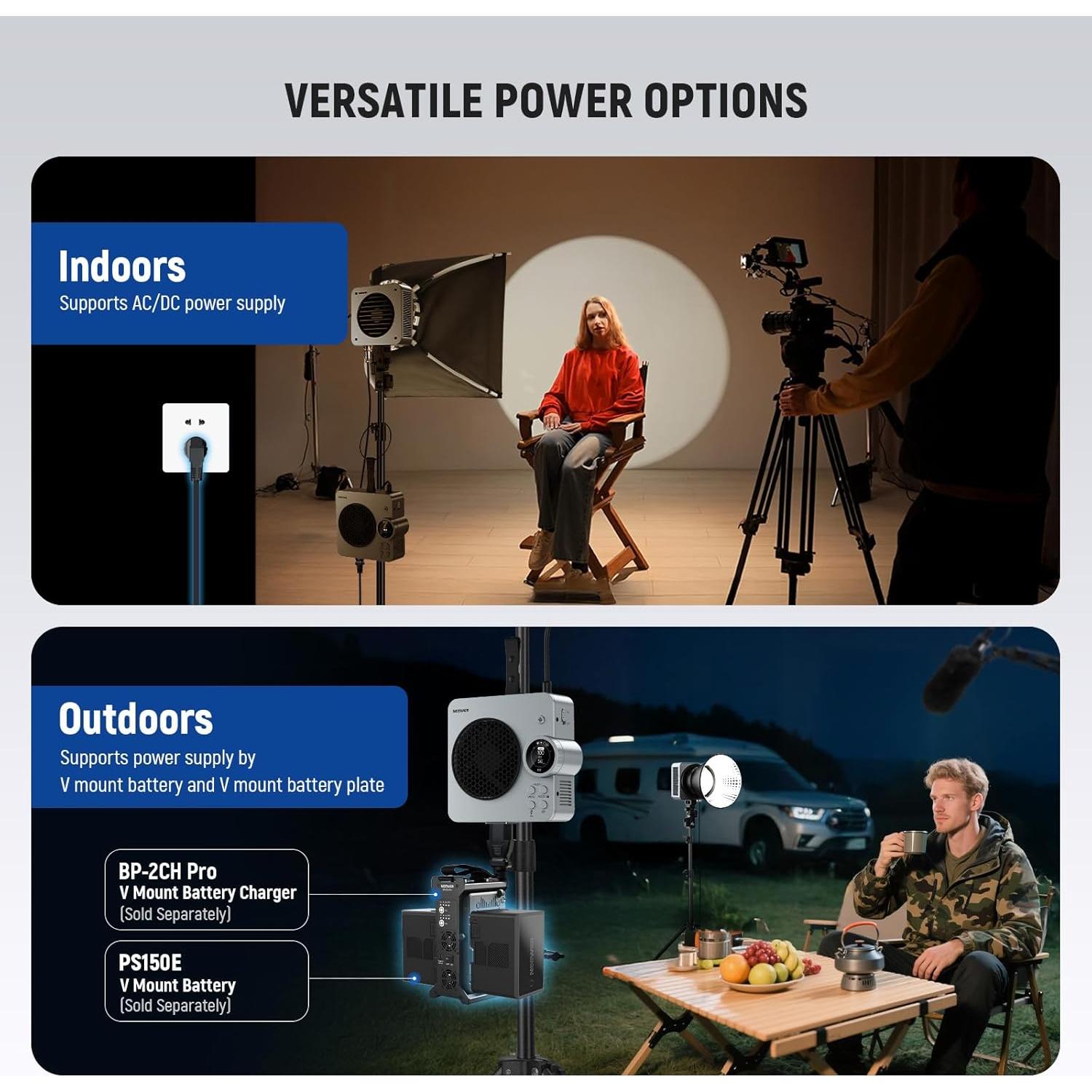 NEEWER HS200B Portable LED Video Light APP/2.4G/DMX Control, 280W 84400lx/1m Bi Color 2700-6500K CRI95+ COB Continuous Output Key Lighting Bowens Spotlight for Recording Streaming Studio Photography