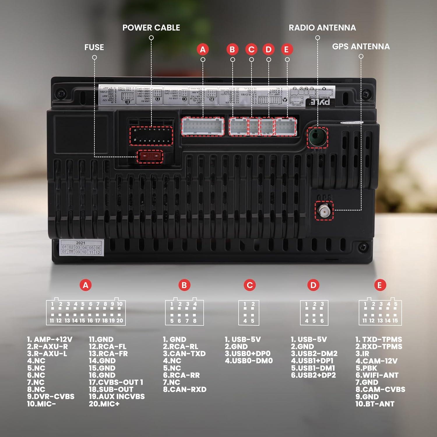 Receptor Estéreo Pyle Double DIN 7" HD Bluetooth GPS