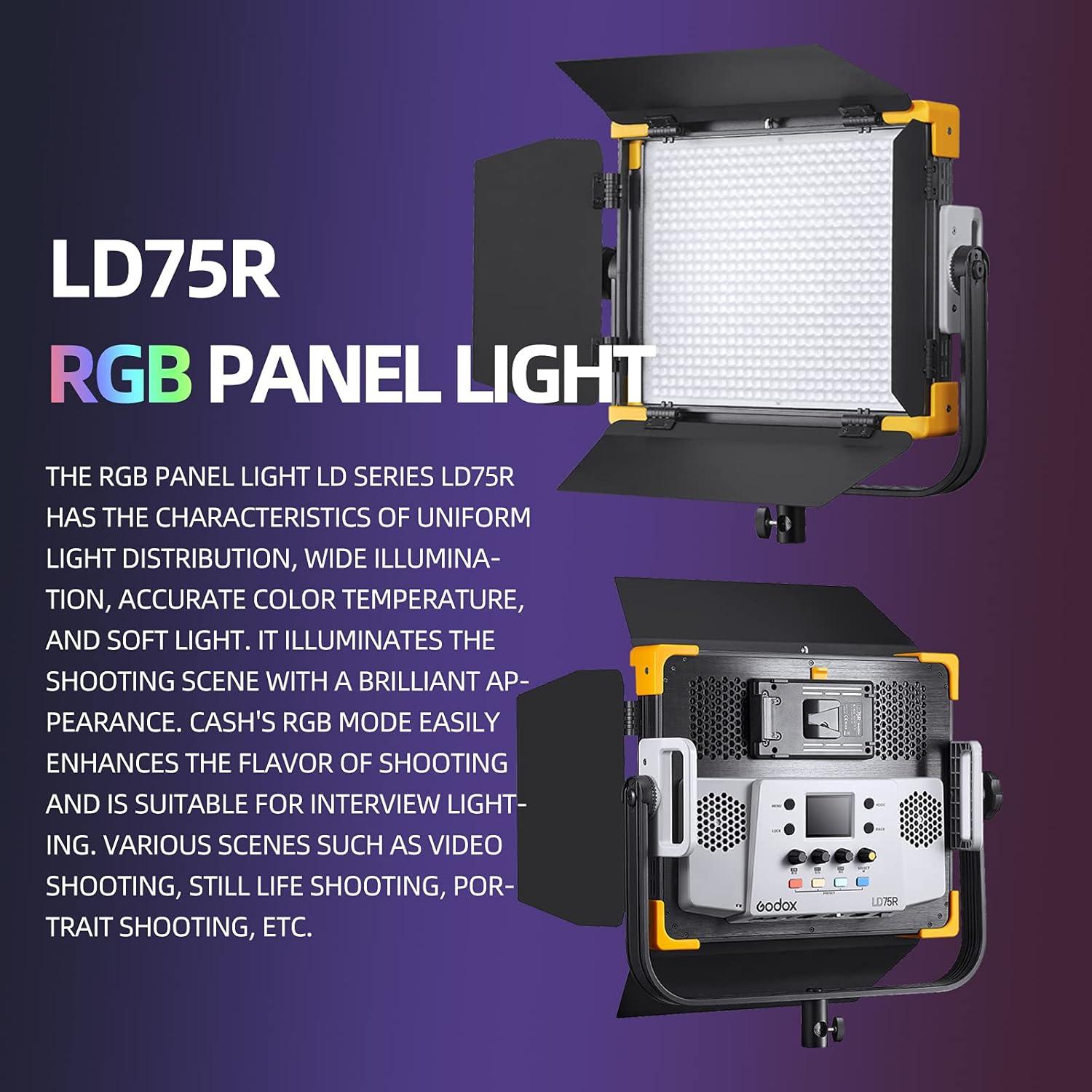 GODOX LD75R Luz de Panel RGB 2500K-8500K 14 Efectos FX