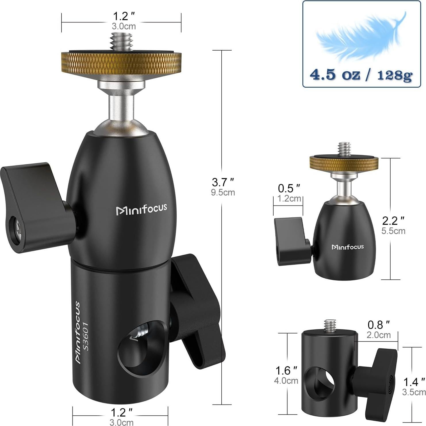 Adaptador de Montaje Minifocus 16mm con Cabezal de Bola Mini