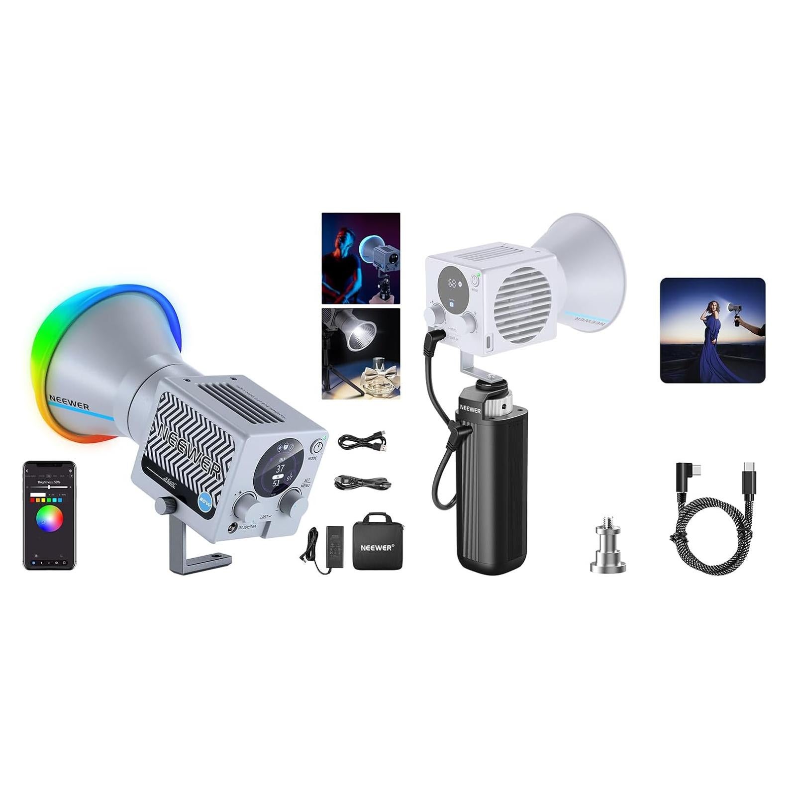 Luz LED RGB Portátil NEEWER HS60C 60W 2700-6500K con Control APP