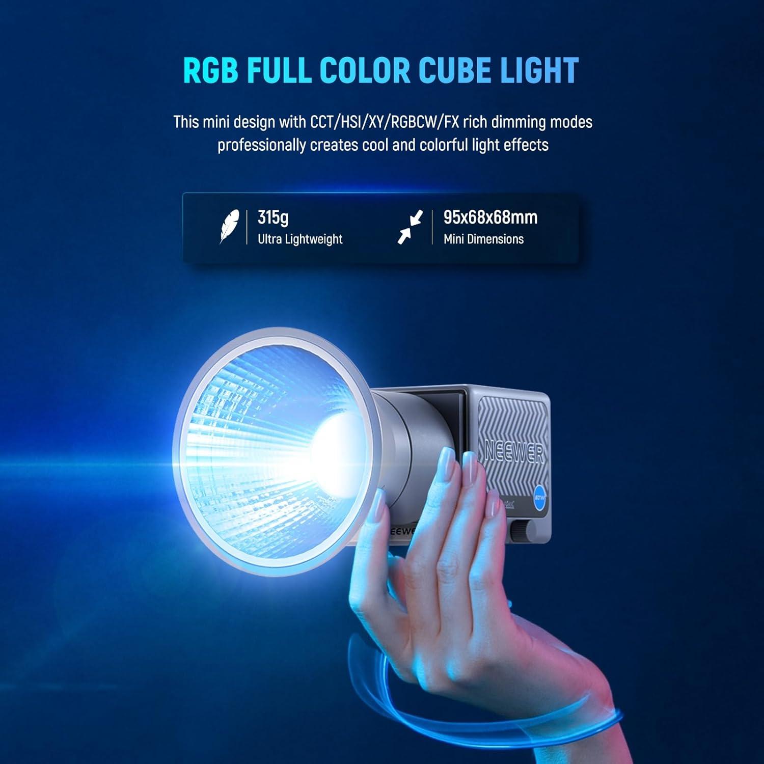 Luz LED RGB Portátil NEEWER HS60C 60W 2700-6500K con Control APP