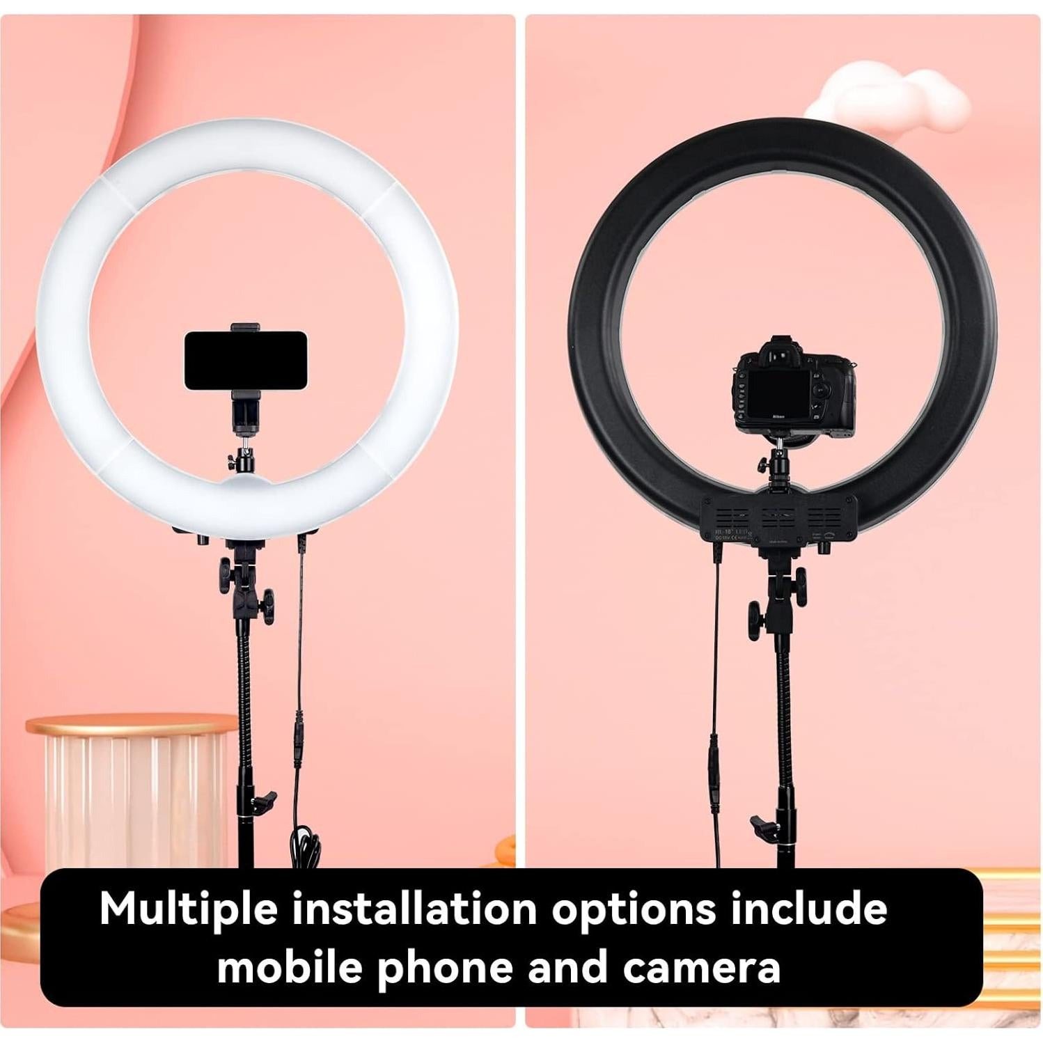 Anillo de Luz LED 18" LDGHO 55W 5500K con Filtros y Soporte