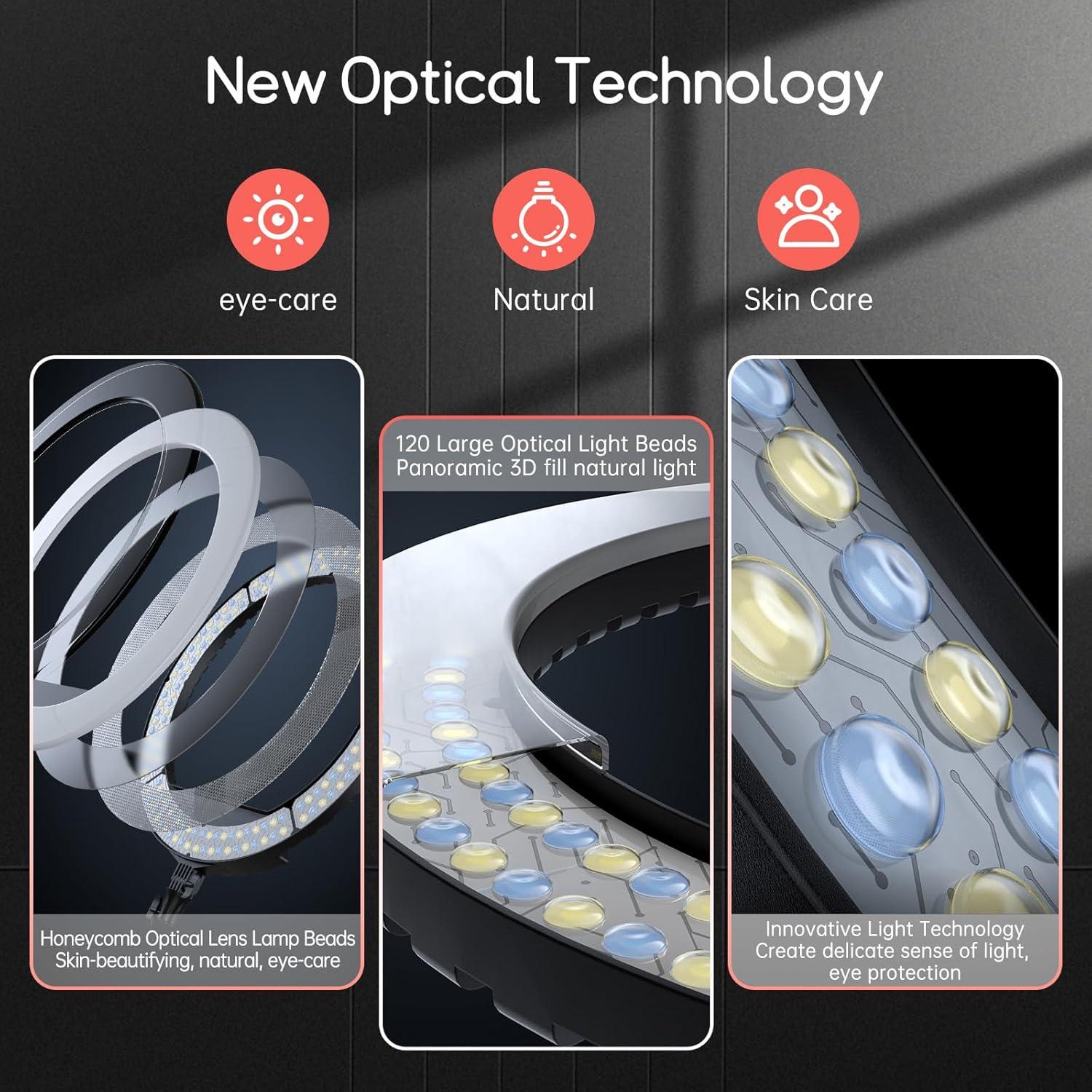 EOTO LIGHT 19 inch LED Ring Light with Tripod Stand, Ring Light with Touch Panel for Makeup Studio Portrait YouTube Vlog Video Shooting with Remote Controller, CRI>97