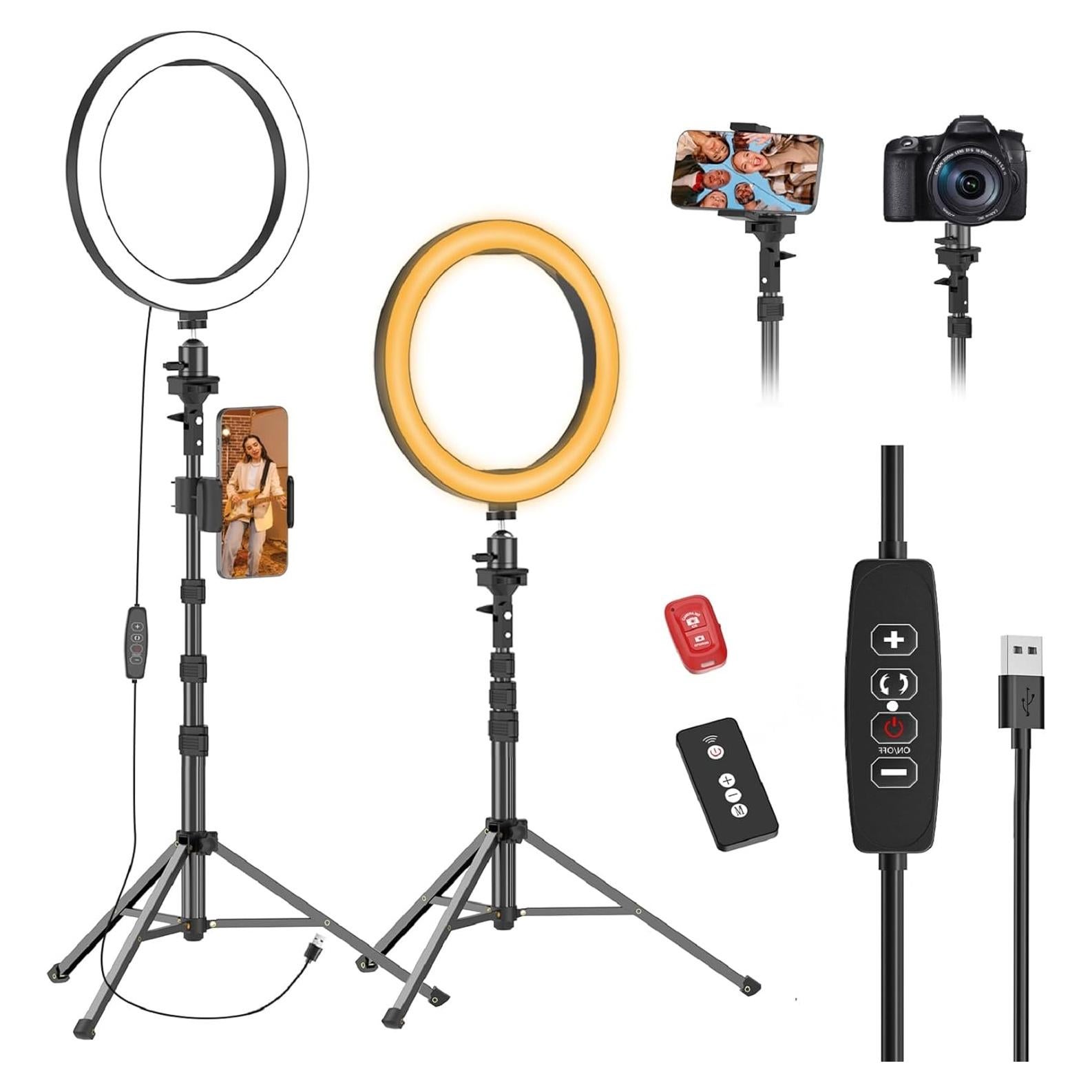 Luz de Anillo LED EMART 10" con Trípode Ajustable 51"