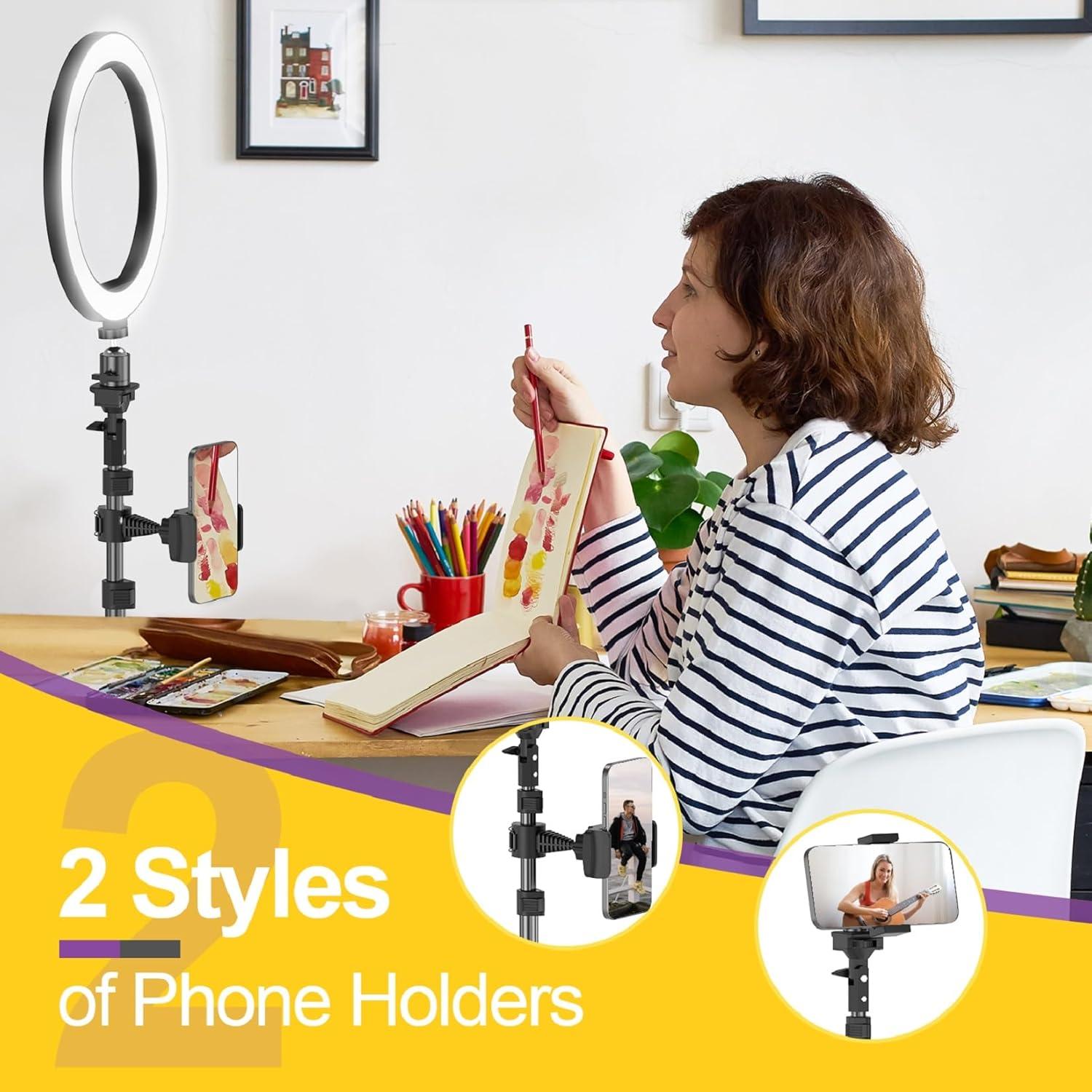 Luz de Anillo LED EMART 10" con Trípode Ajustable 51"