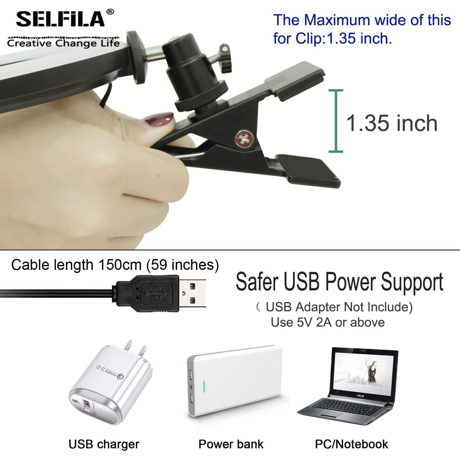 Ring Light Video Conference Lighting Kit 3200k-6500K Dimmable Led Clip on Computer Monitor Laptop Phone for Content Creator (YouTube/TikTok/Twitch) Makeup,Conference,Selfie,Video,Vlog (Black)