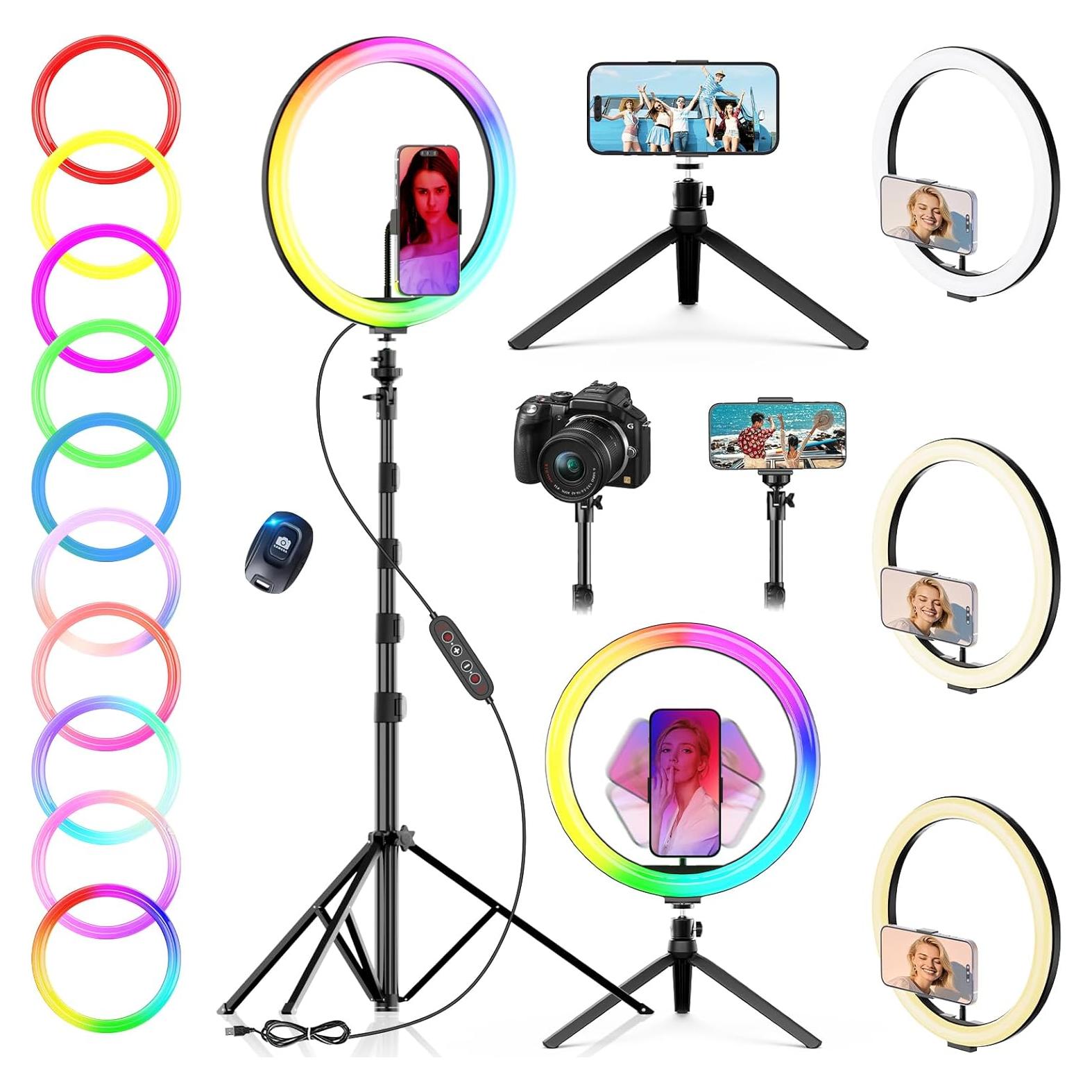 Luz de Anillo 30 cm PEYOU con Trípode 185 cm y 26 Modos