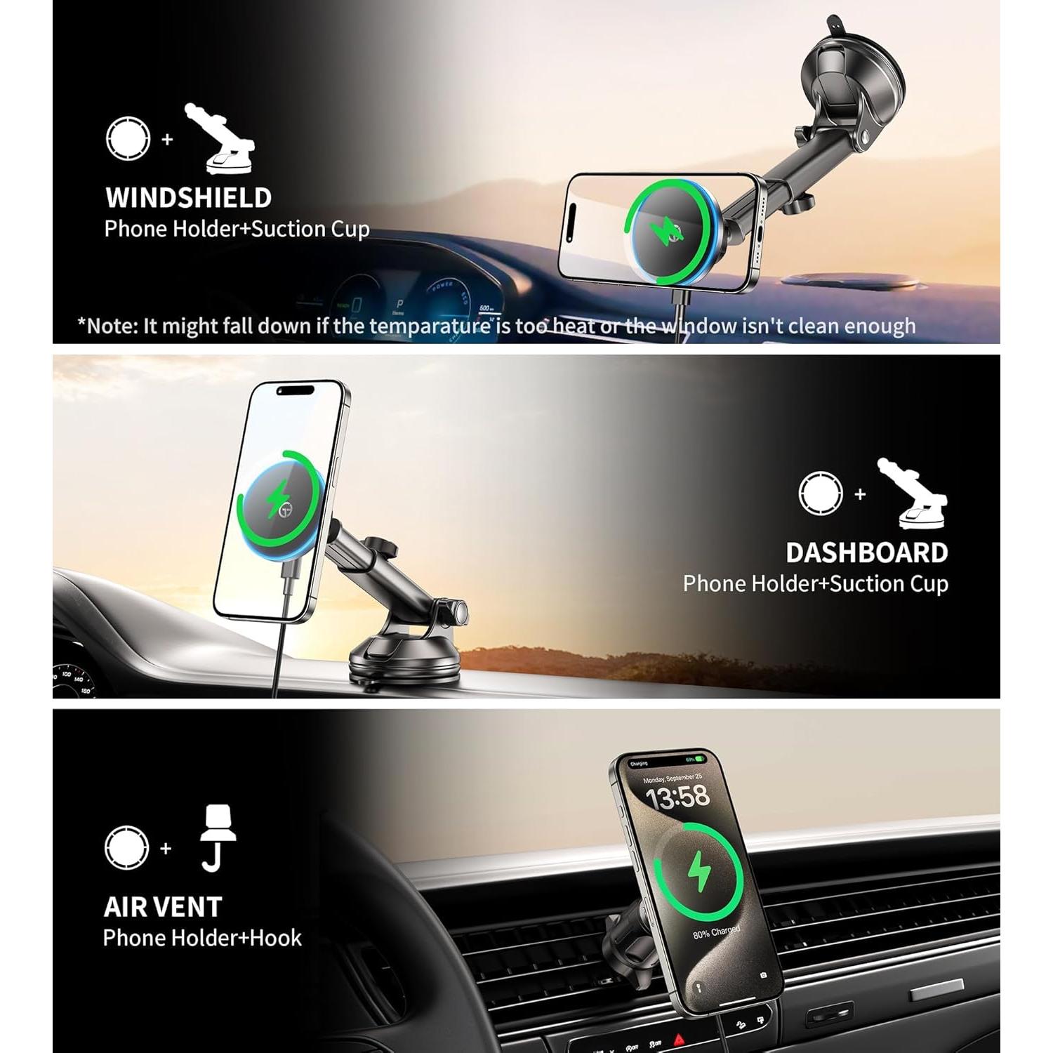 Cargador de Coche MagSafe Shenzhen T208-F Inalámbrico 357g