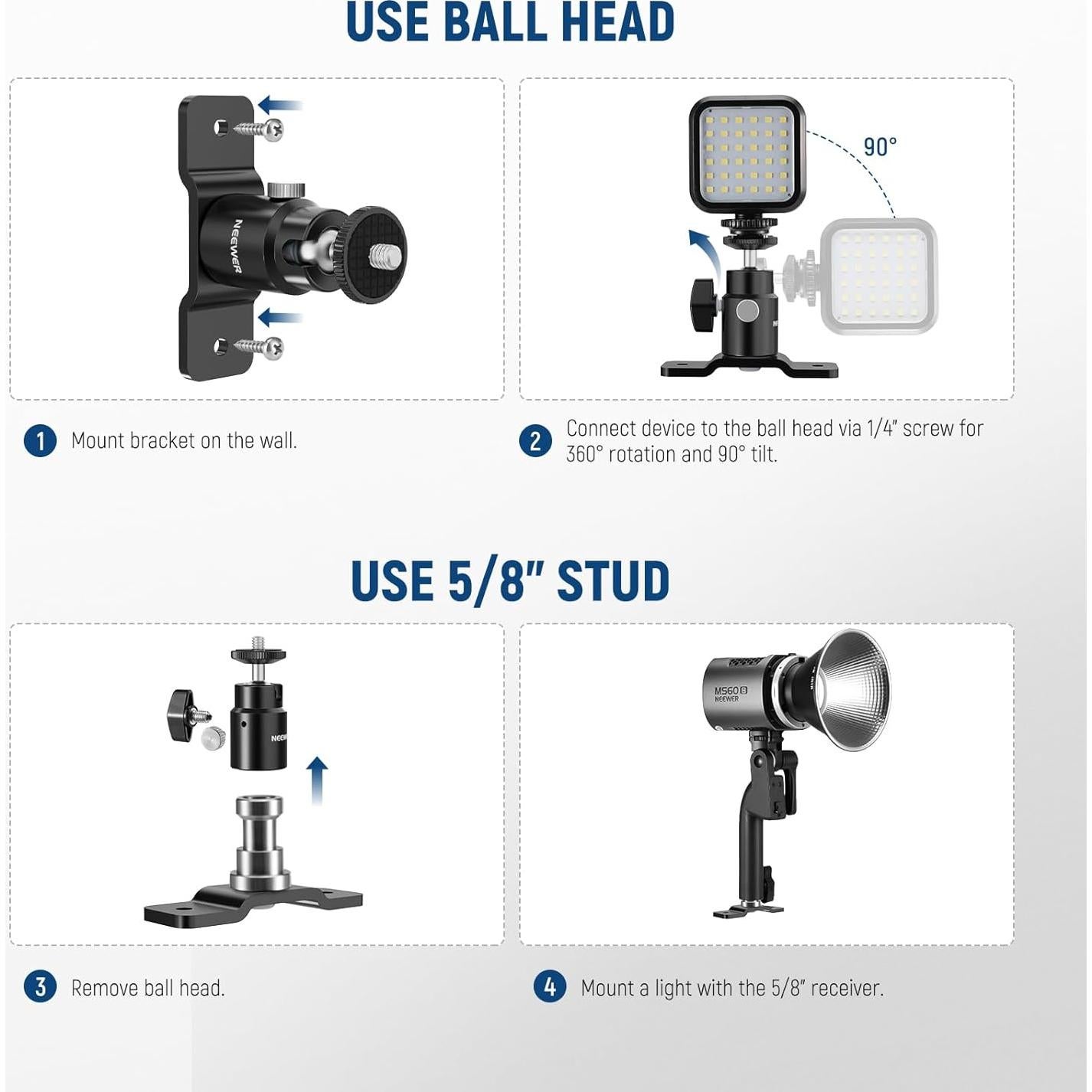 Soporte de Montaje en Pared y Techo NEEWER Tipo T 2kg