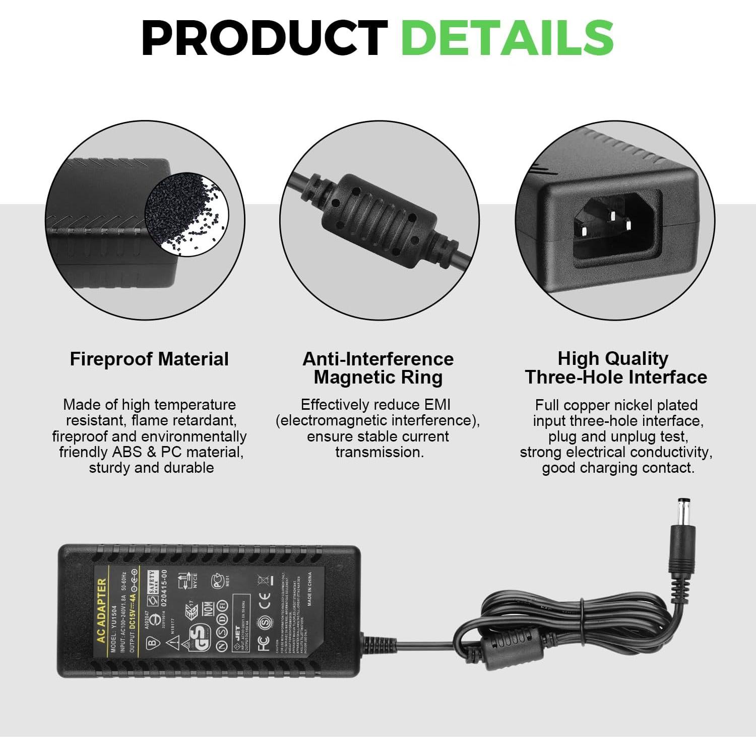 Adaptador de Alimentación 15V 4A LeTaoXing para Neewer