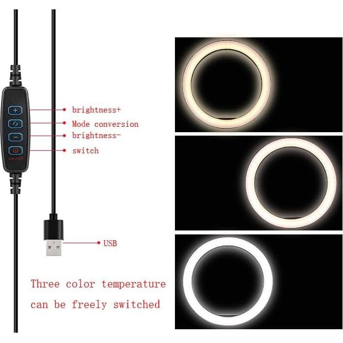 Anillo de Luz LED 25.8cm ThtRht con Soporte para Teléfono USB