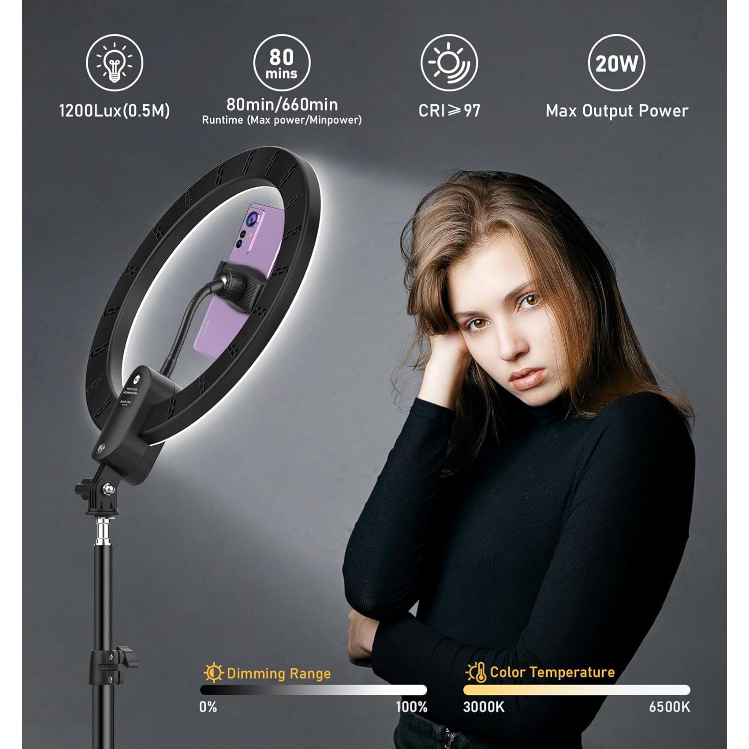 Anillo de Luz LED 30 cm Kmasic con Trípode 160 cm y Control Remoto