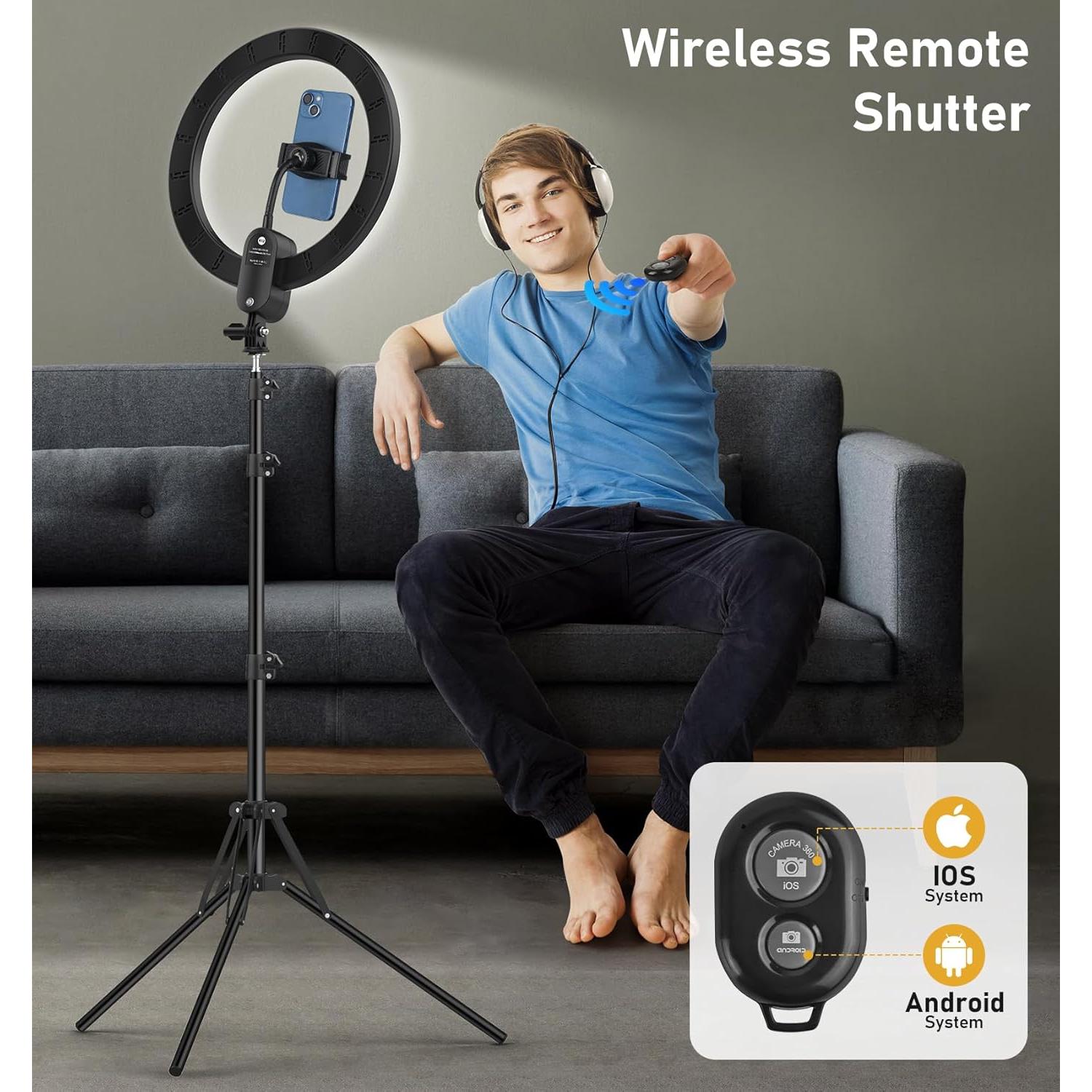 Anillo de Luz LED 30 cm Kmasic con Trípode 160 cm y Control Remoto