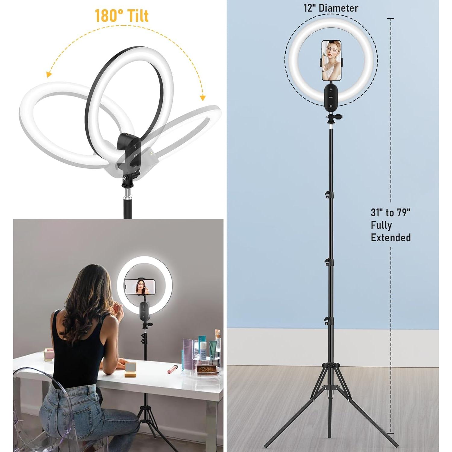 Anillo de Luz LED 30 cm Kmasic con Trípode 160 cm y Control Remoto